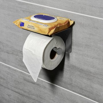 CORNAT Toilettenpapierhalter »Mit Ablage«, 2 verschiedene Befestigungsoptionen und Smartphone-Ablage