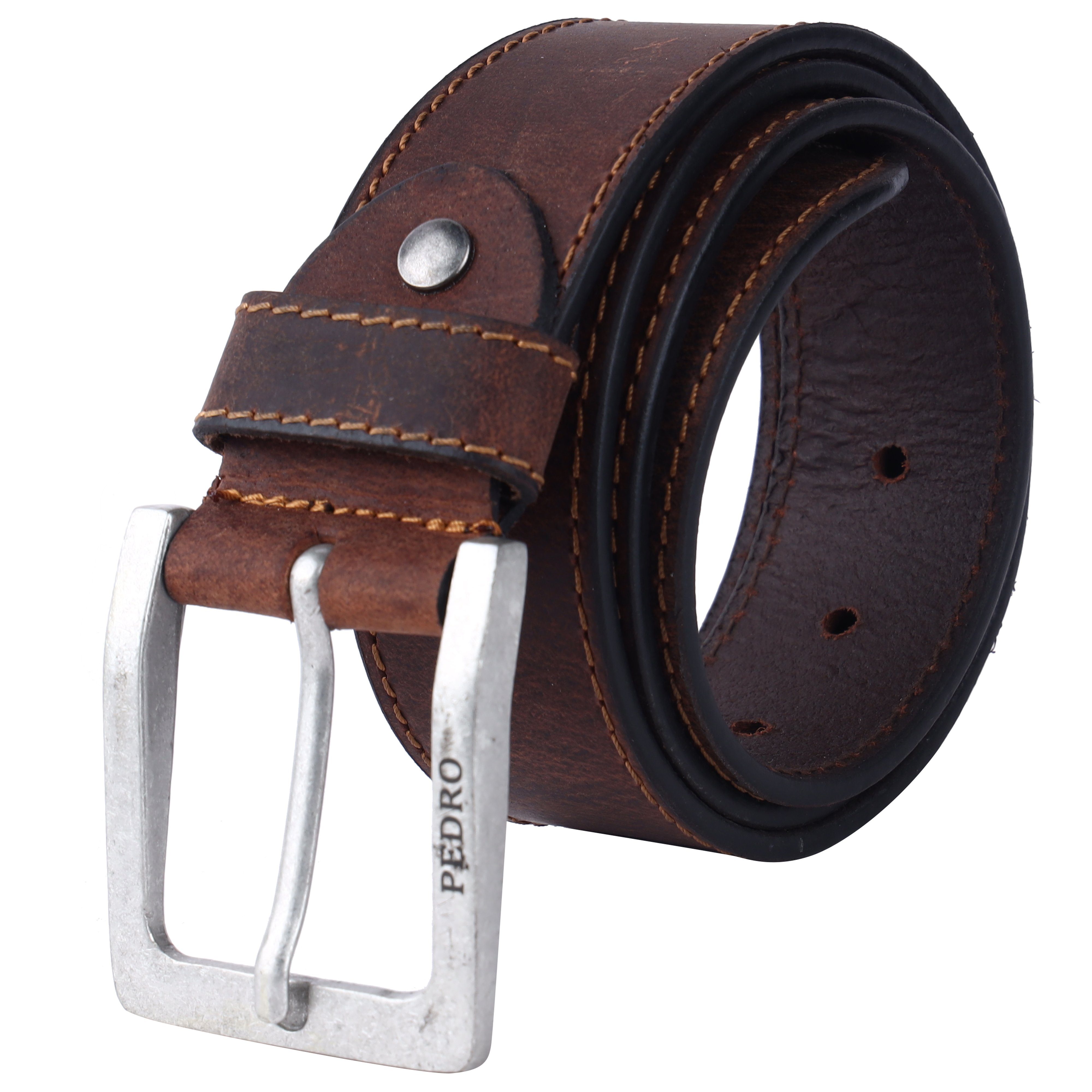 SHG Ledergürtel ☼ individuell kürzbar 4 cm breit aus Büffelleder Vintage-Look Braun (1-St). Reduzierter Preis € 29,45. Unverbindliche Preisempfehlung € 69,90