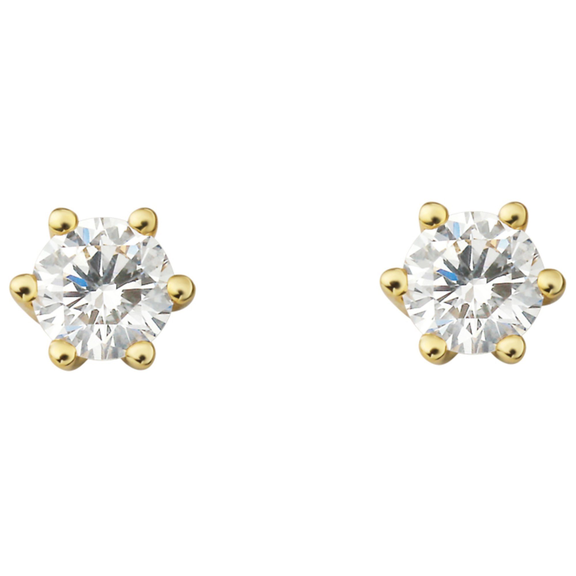 Ohrstecker ct Gelbgold, 750 aus Damen Brillant Paar ONE Ohrringe 0.2 Gold Schmuck Ohrstecker Diamant ELEMENT