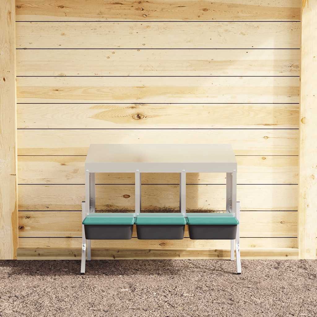 vidaXL Hühnerstall 835 x 50 x 6368 cm Hühner-Nistkasten 3 Fächer mit Beinen Verzinkter St