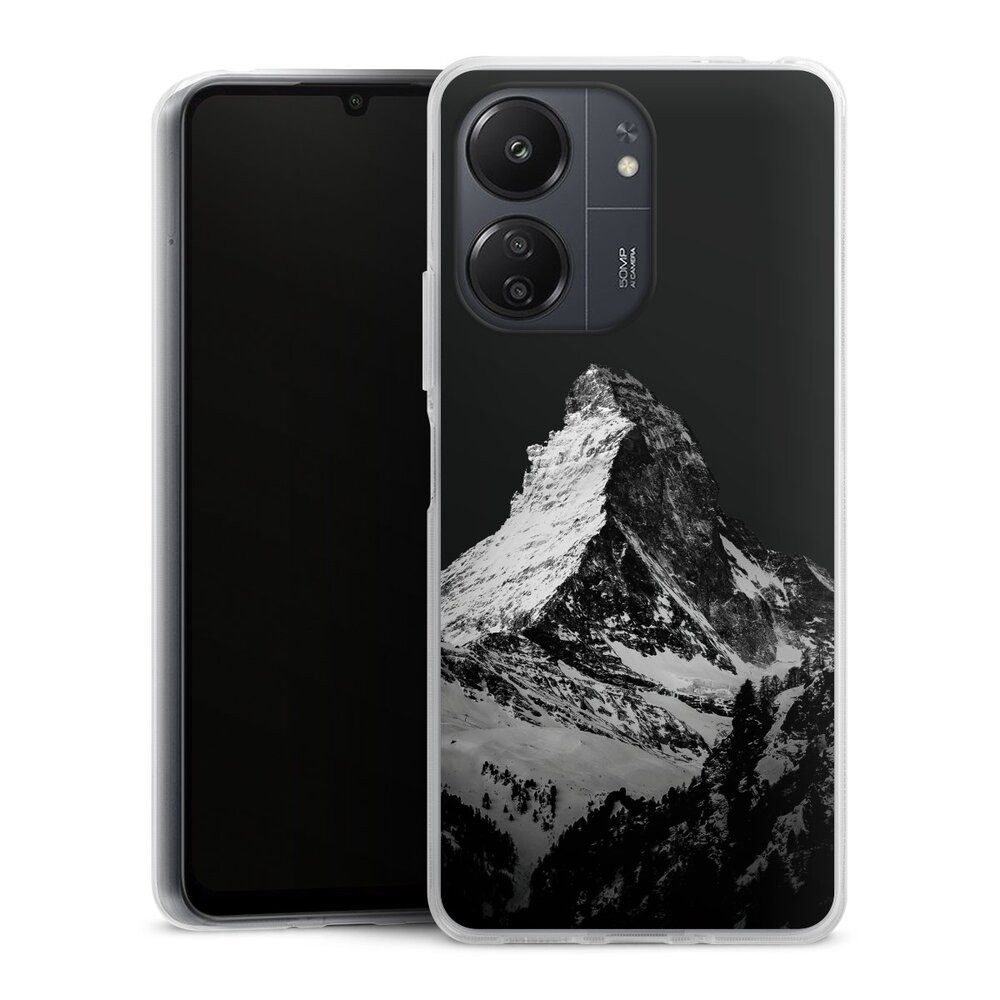 DeinDesign Handyhülle Berg Schnee Alpspitze Snow Capped Mountains Grayscale, Xiaomi Redmi 13C 4G Silikon Hülle Bumper Case Handy Schutzhülle