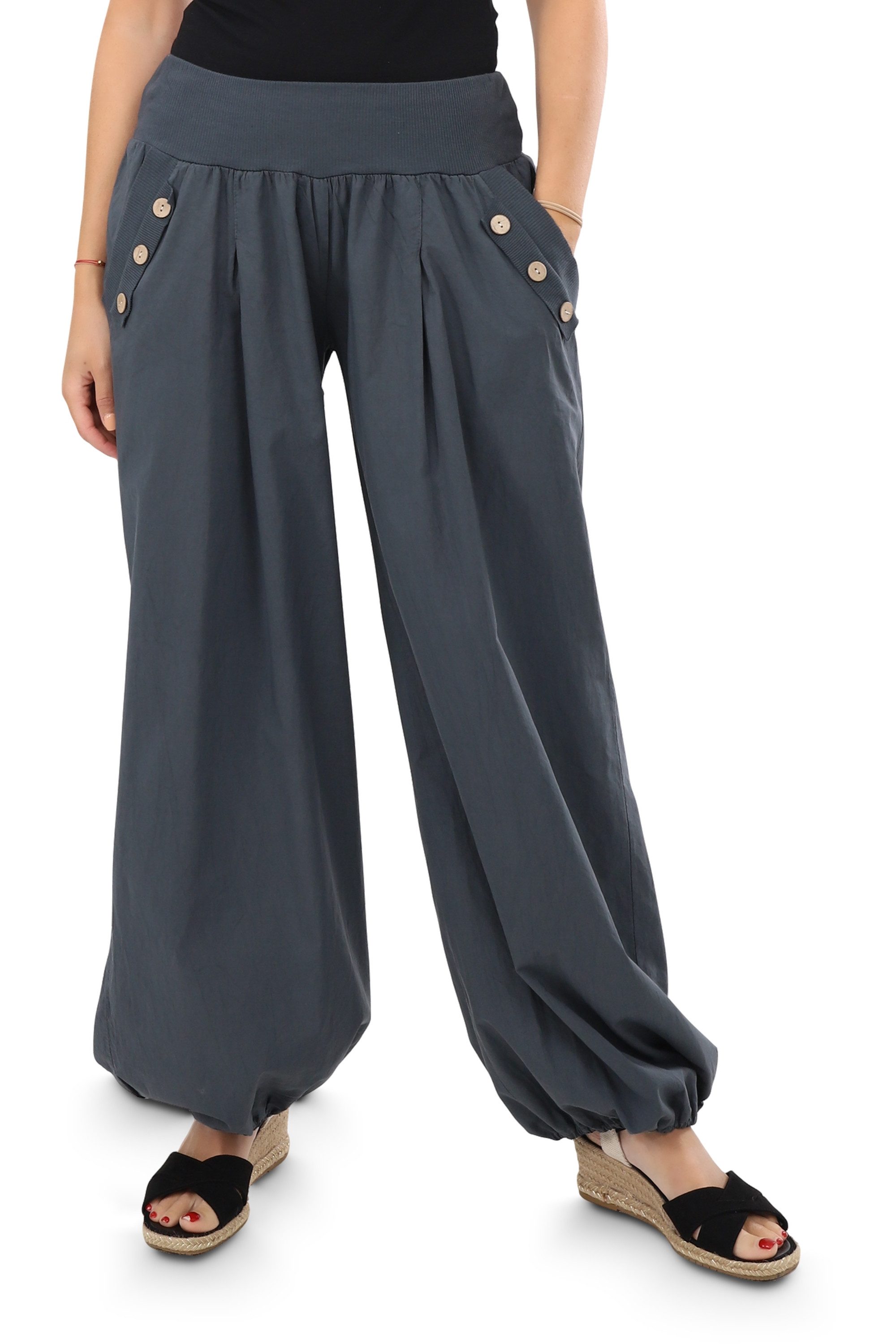 Haremshose malito Damen Pumphose mit Holzzierknöpfen 23245H