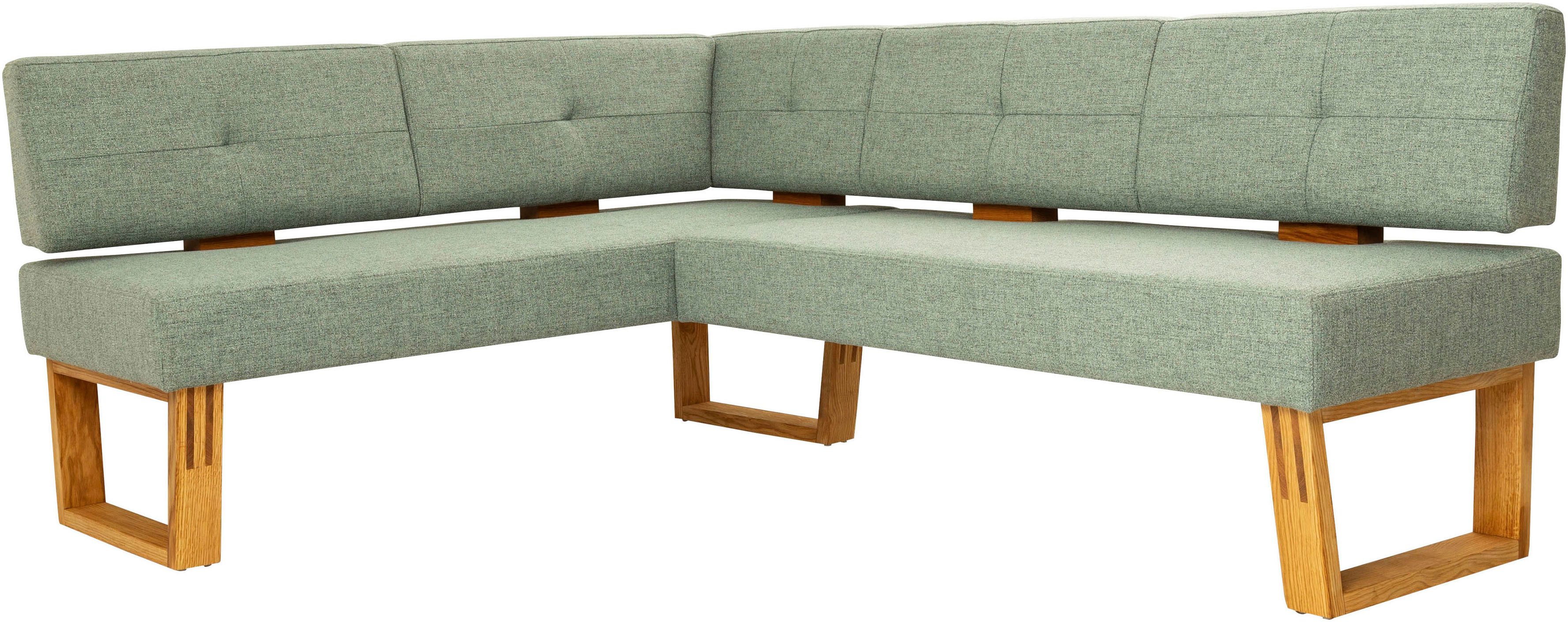 OTTO home Eckbank Ponza Polsterbank, Esszimmerbank, mit Massivholzgestell, Küchenbank in tollen Farben, Breite 201x161 cm