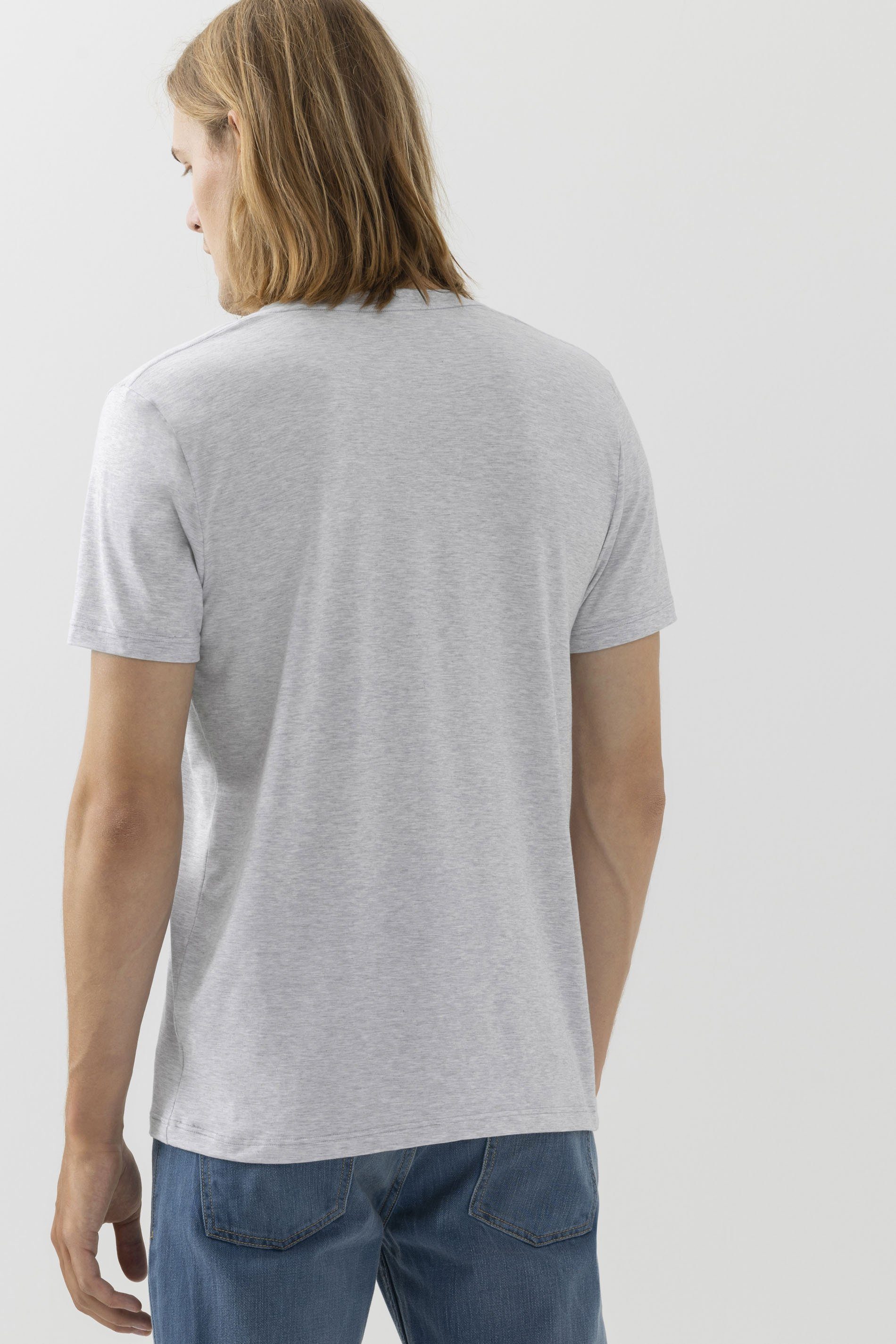 Grey Serie Cotton V-Shirt Mey (1-tlg) Dry Melange Colour Light Uni