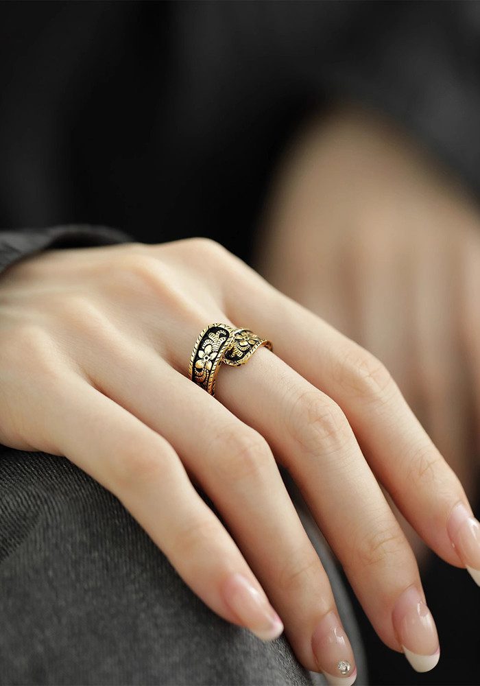 The Beauty House Fingerring Damen Vintage Ring mit Blumen