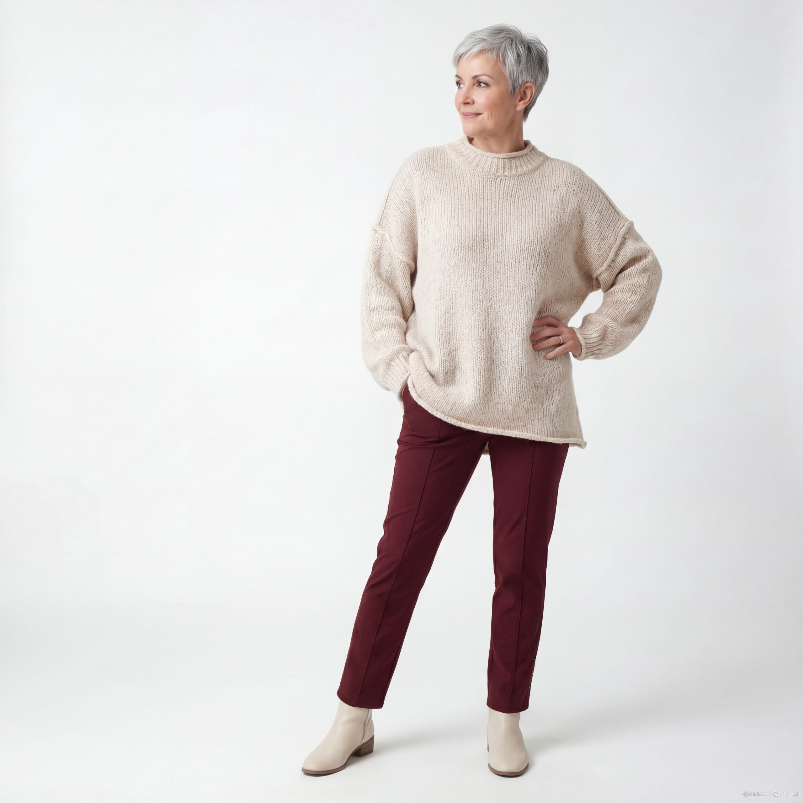 OriginalYou Strickpullover Damen Softstrick Pulli mit Mock Neck Kragen moderner Halb Kragen