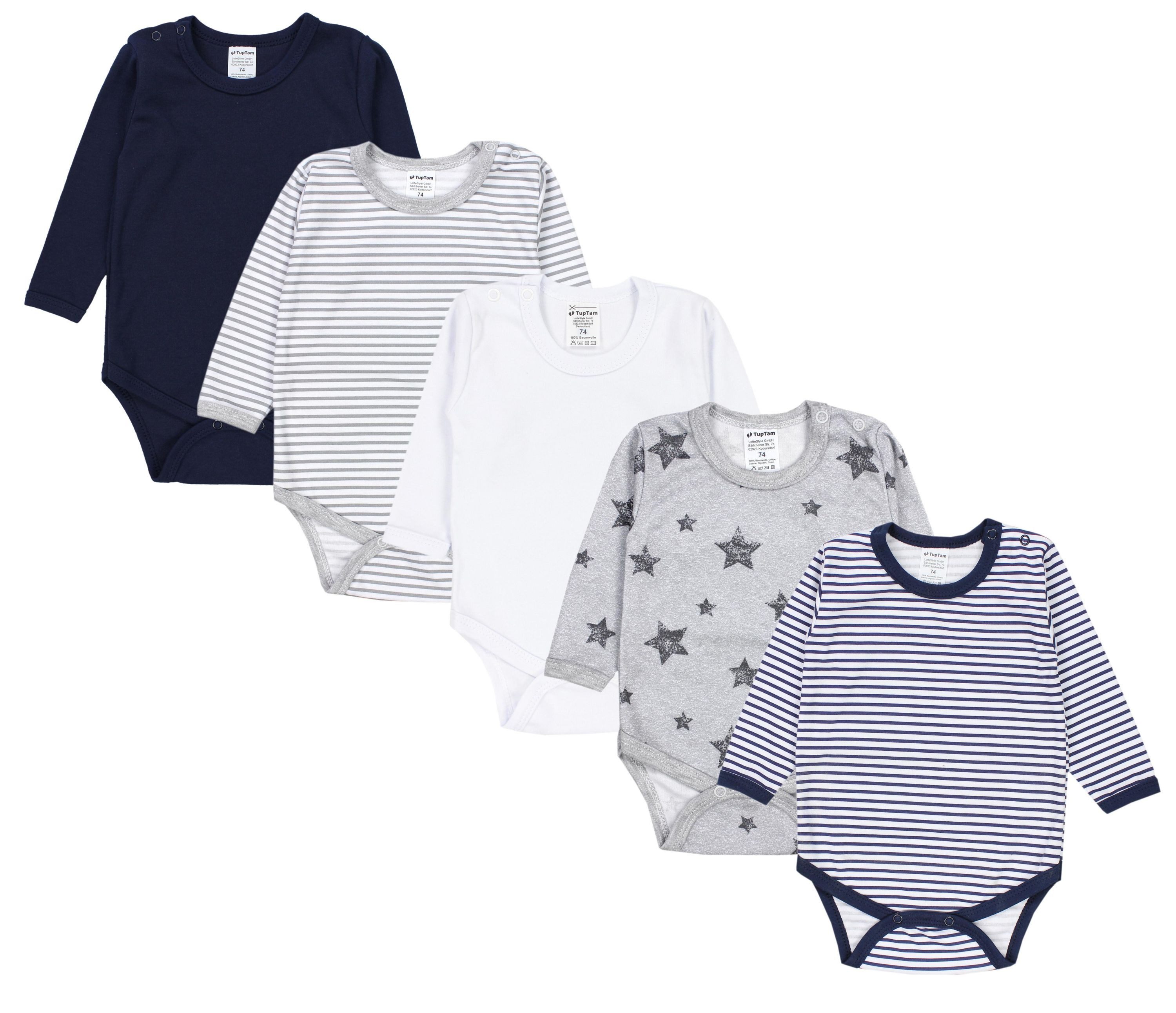 TupTam Langarmbody TupTam Jungen Baby Body Langarm Unifarben 5er Pack