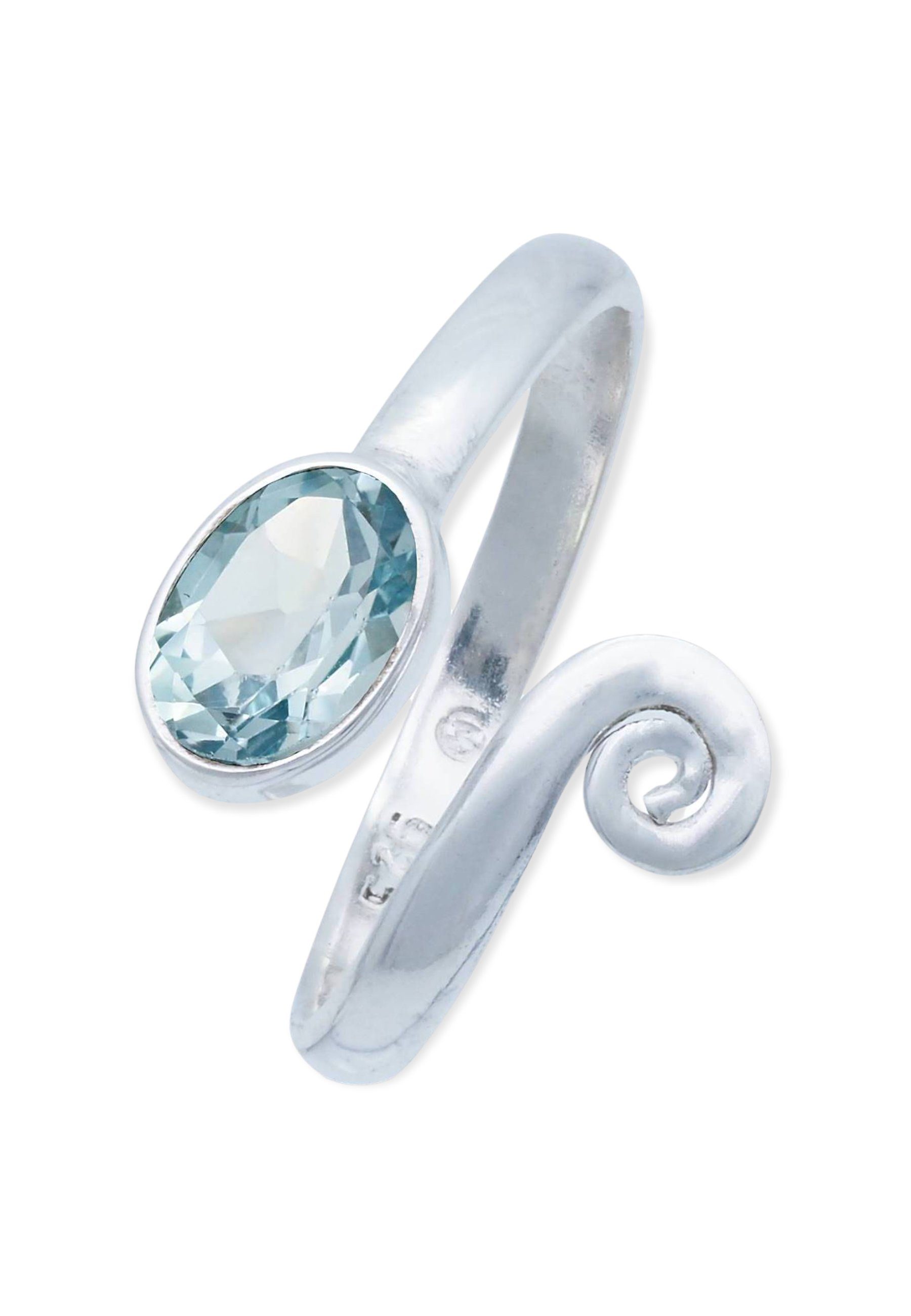 mantraroma Silberring 925er Silber mit Blau Topas facettiert