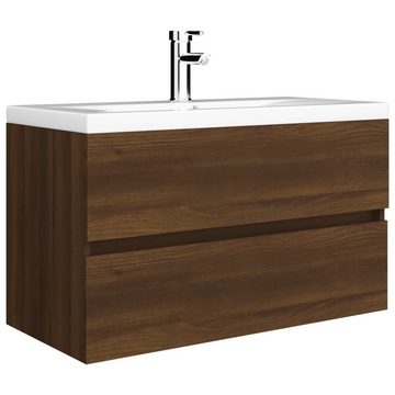 vidaXL Badezimmer-Set Waschbeckenschrank Braun Eiche 80x38,5x45 cm Holzwerkstoff