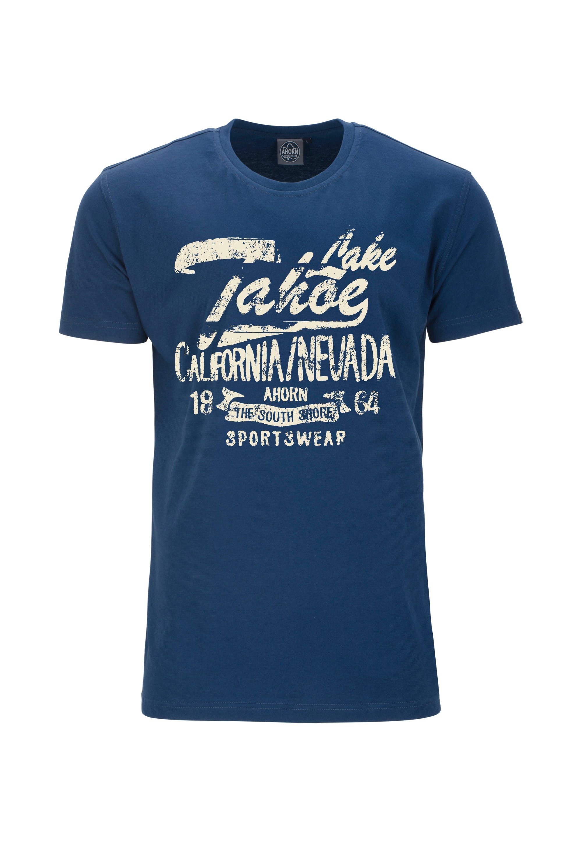 modischem mit LAKE T-Shirt AHORN blau SPORTSWEAR Frontprint TAHOE_EGGSHELL