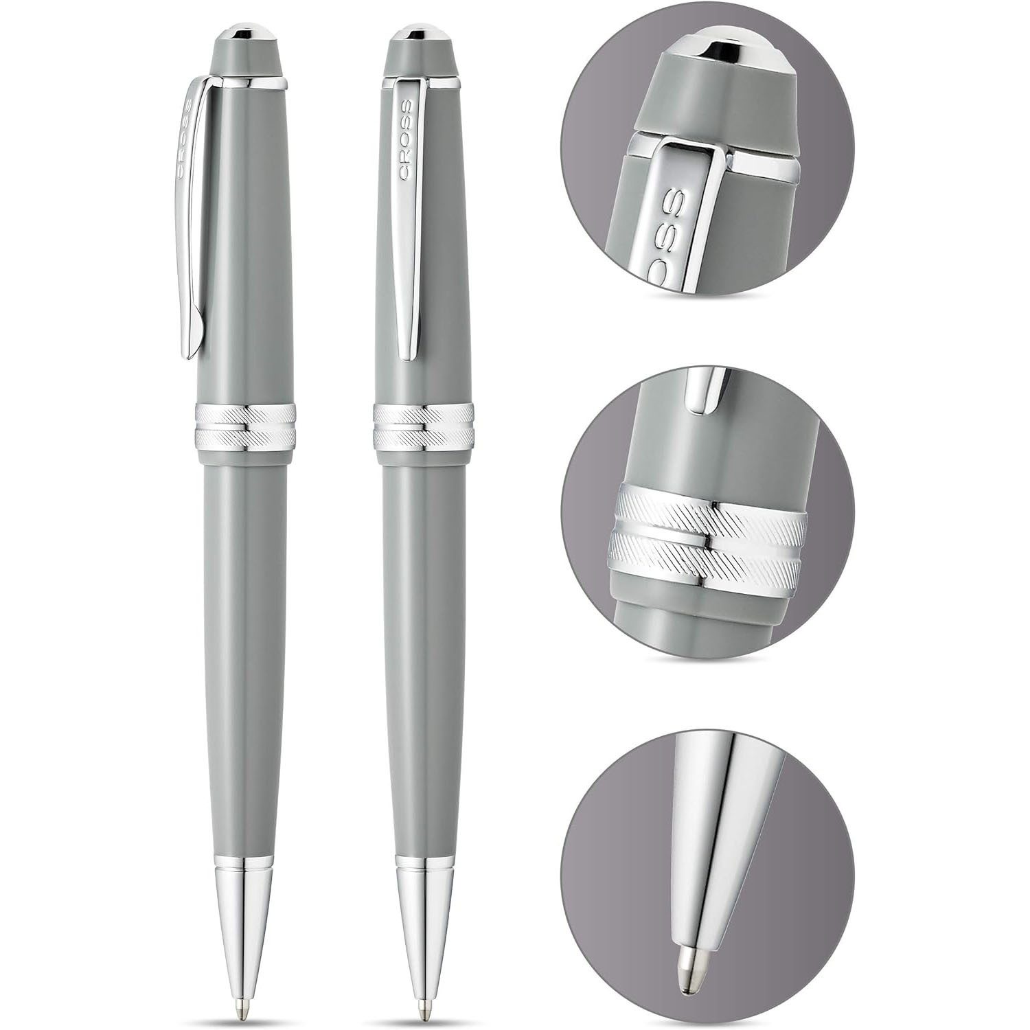 CROSS-USA Kugelschreiber CROSS Kugelschreiber Bailey Light Grau-Lack/Chrom, aus Kunststoff