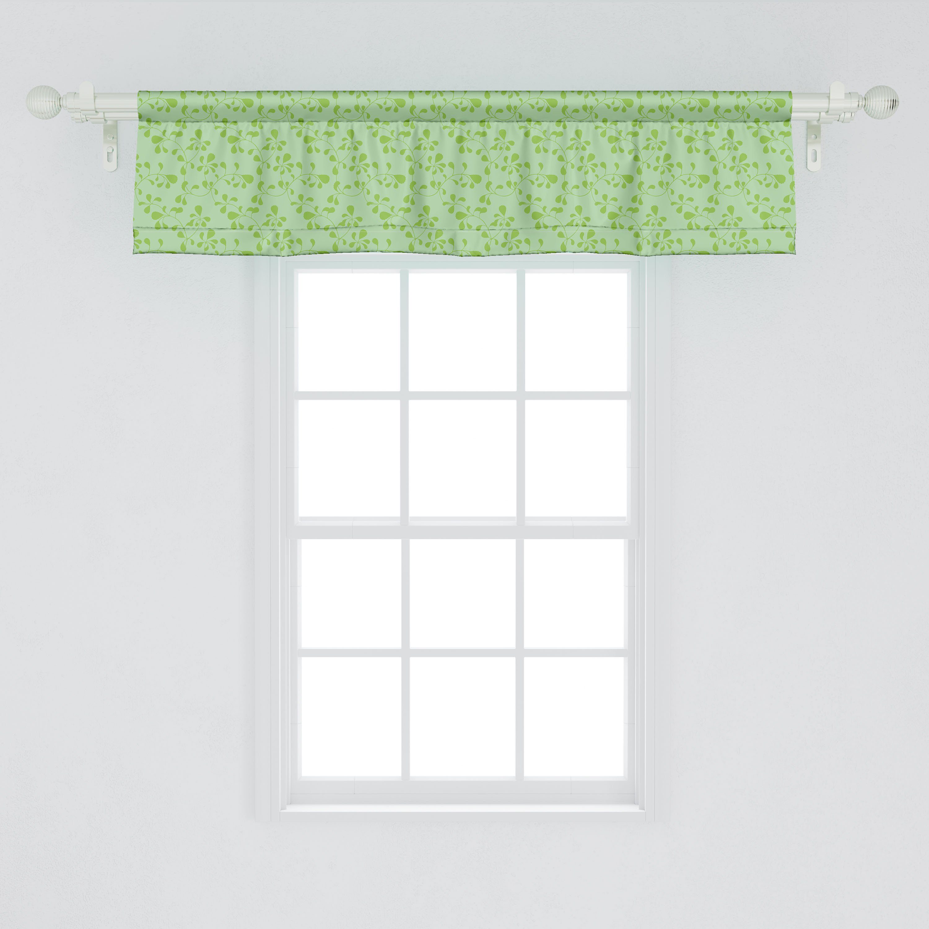 Scheibengardine Vorhang Volant für mit Strudel Küche grünen Microfaser, Sommer Dekor Zweig Schlafzimmer Stangentasche, Blätter Abakuhaus