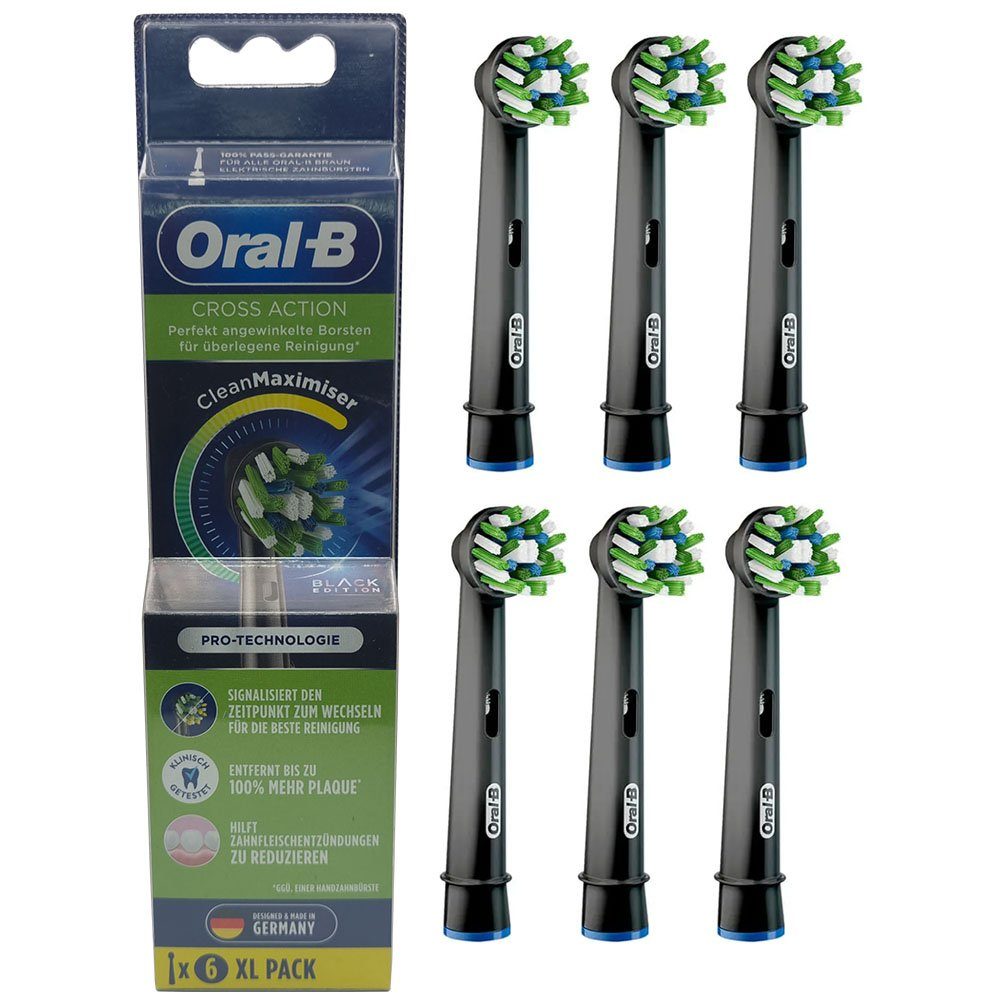 Oral-B Aufsteckbürsten CrossAction schwarz CleanMaximiser, 6 Stück