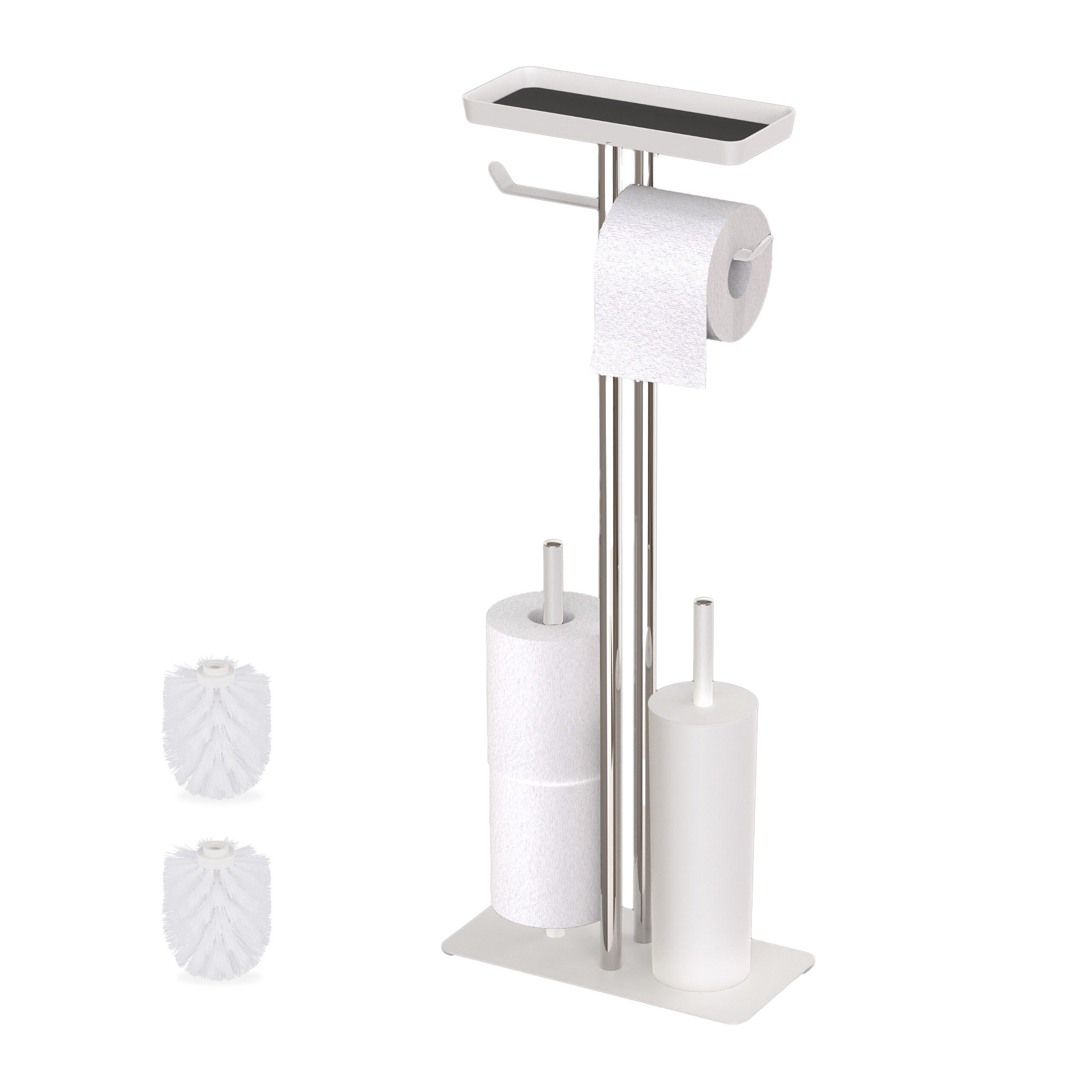 relaxdays WC-Garnitur Edelstahl mit Ablage, weiß