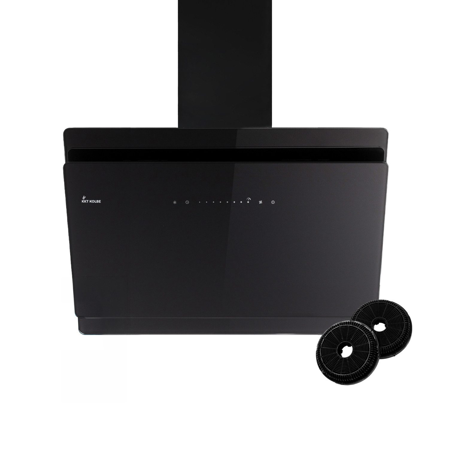 KKT KOLBE Wandhaube Dunstabzugshaube 80cm SOLO8005SM RGBW Ambientebeleuchtung Kopffrei / 80cm / Smarte WiFi-App / Schwarz / Glas / Schräghaube
