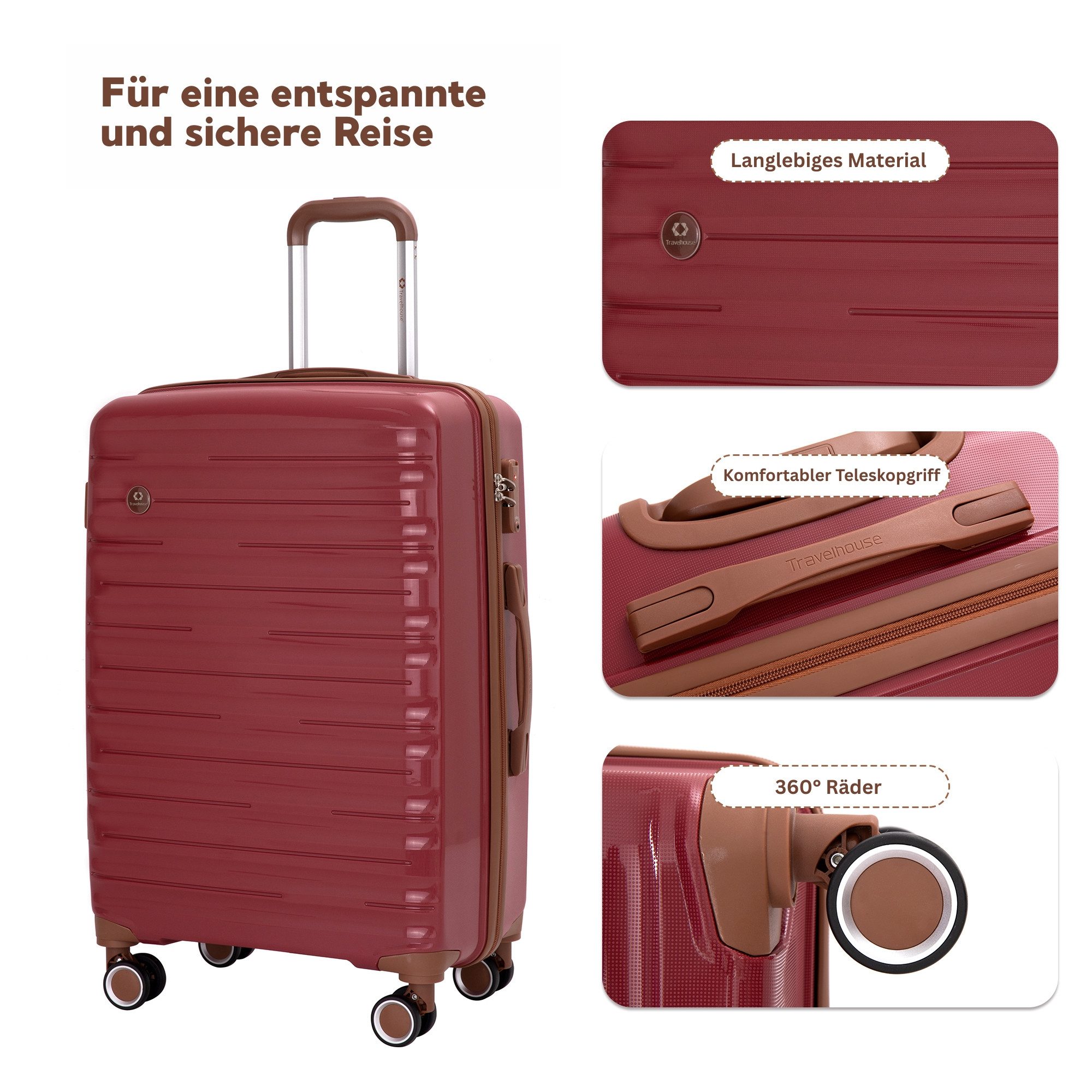 Travelhouse Trolleyset Ascona, 4 Rollen, (Spar-Set, 5 tlg., Hartschalen Trolley-Set 5-teilig)