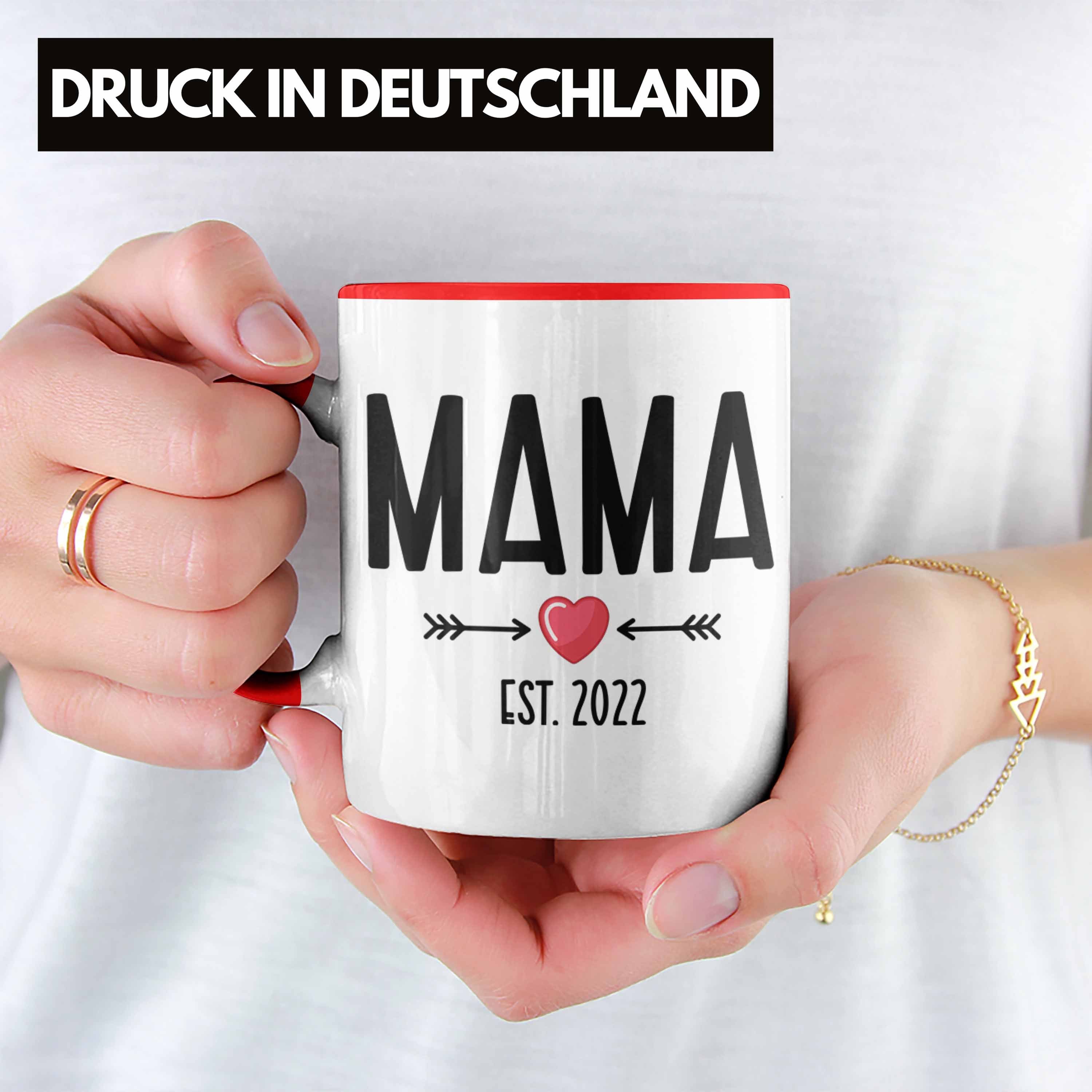 Mutter Baby Geschenk - Überraschung Verkünden Schwangerschaft Rot Mutter Kaffeetasse Tasse 2022 Trendation Mama Wirst Trendation 2022 Du Tasse