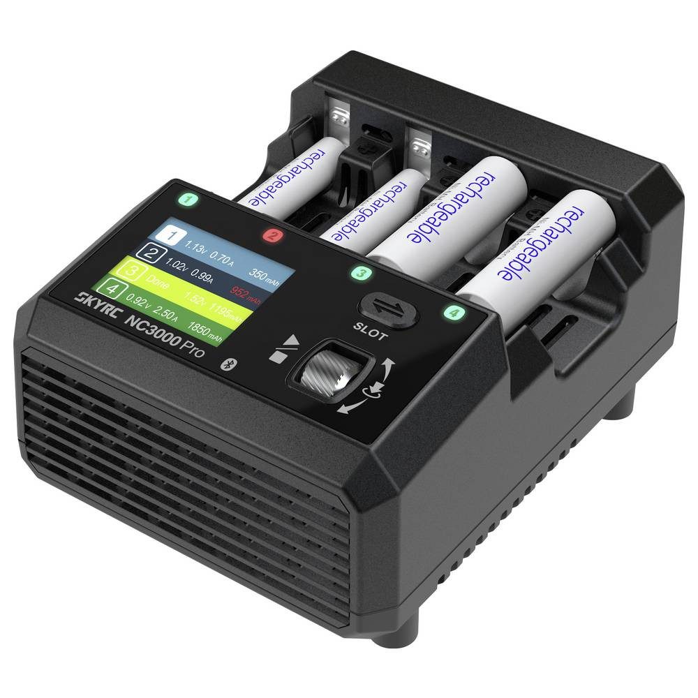 SkyRC NC3000 Pro Ladegerät NiMH, NiCd Mignon (AA), Micro (AAA) Rundzellen-Lader (Delta V, Einlaufen, Zyklus, Auffrischen, App-Steuerung)