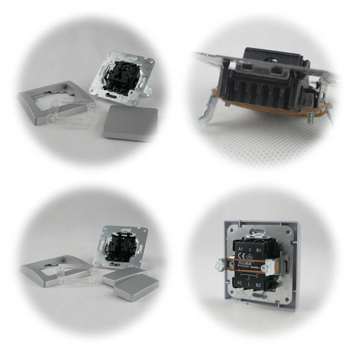 ChiliTec DELPHI Set "Niveau", 21-teilig, silber, Starter-Se Unterputzschalter