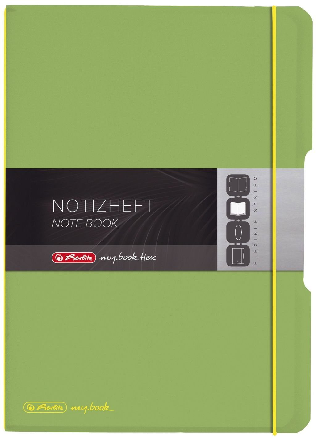 Herlitz Notizbuch Notizheft flex PP A4 liniert/kariert 2x 40 Blatt hellgrün(S)