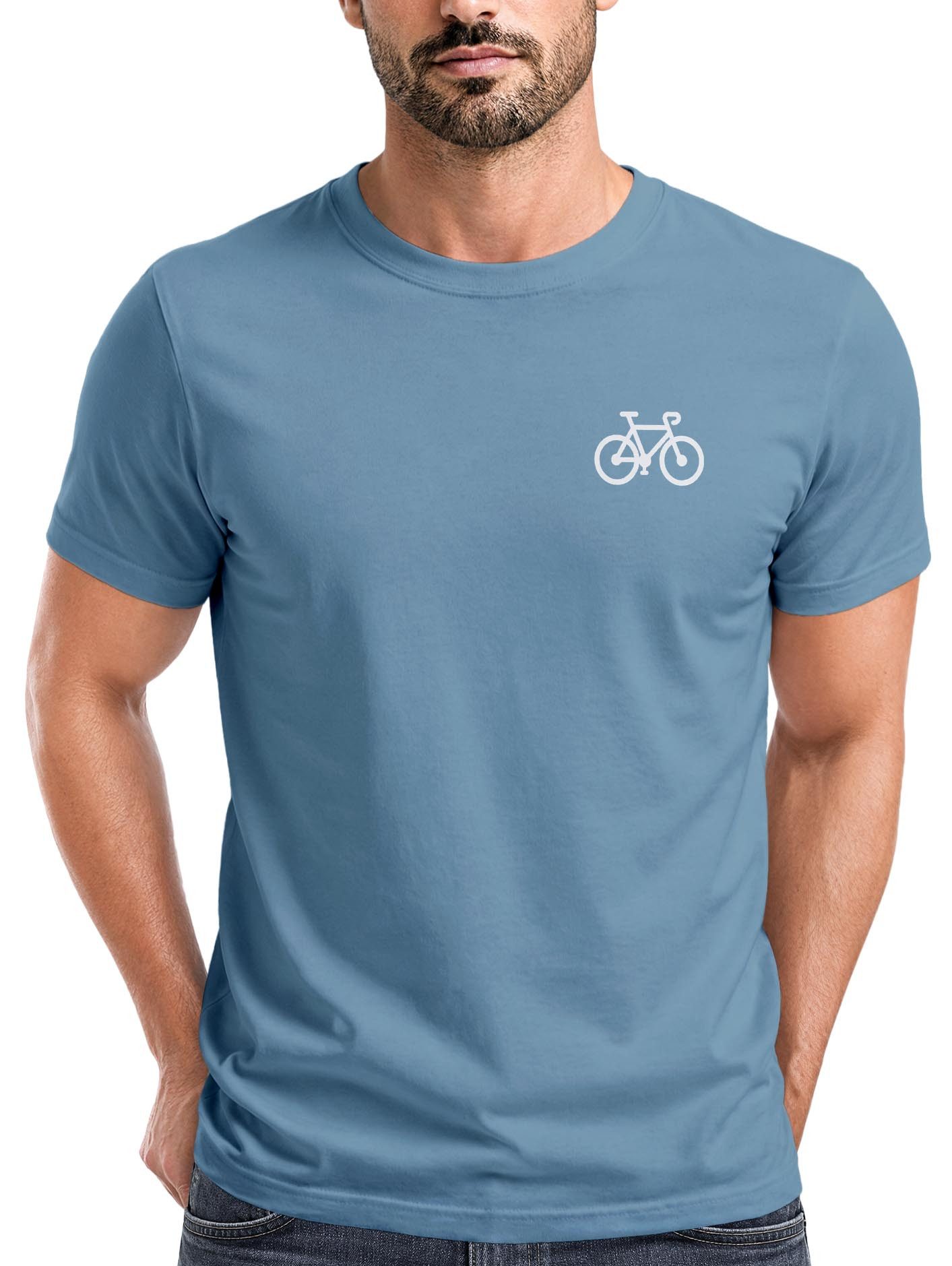 Neverless Print-Shirt Herren T-Shirt Fahrrad Bike Printshirt Logo Aufdruck Radfahrer mit Print
