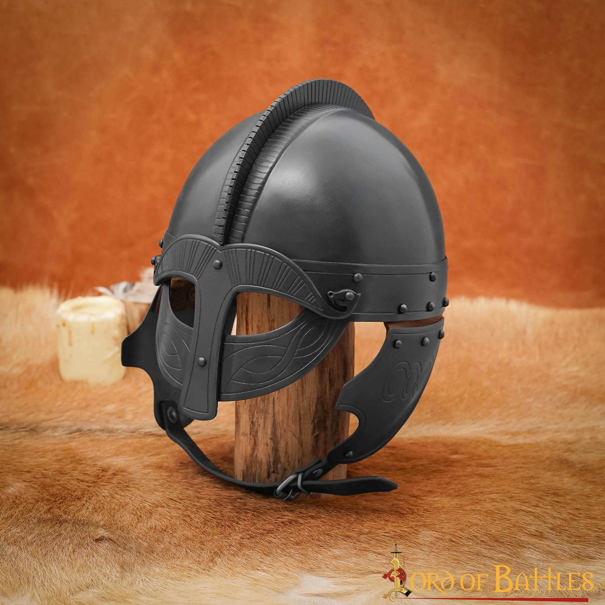 Lord Of Battles Wikinger-Kostüm Wikingerhelm Geschwärzt Gepolsterten Liner 16 Gauge (1,6 mm)