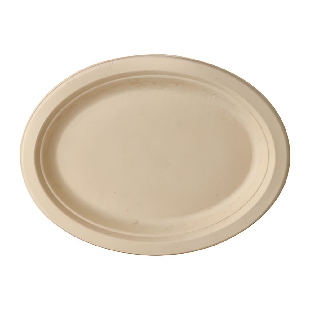 PAPSTAR Einwegteller Teller, Zuckerrohr pure oval 26 cm x 20 cm x 2 cm natur 500 Stk
