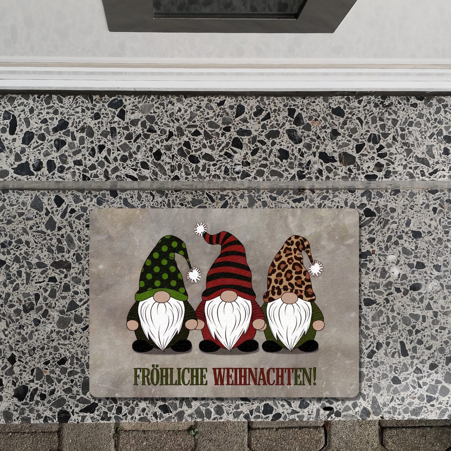speecheese Fußmatte Drei Wichtel - Fröhliche Weihnachten Fußmatte in 35x50 günstig online kaufen