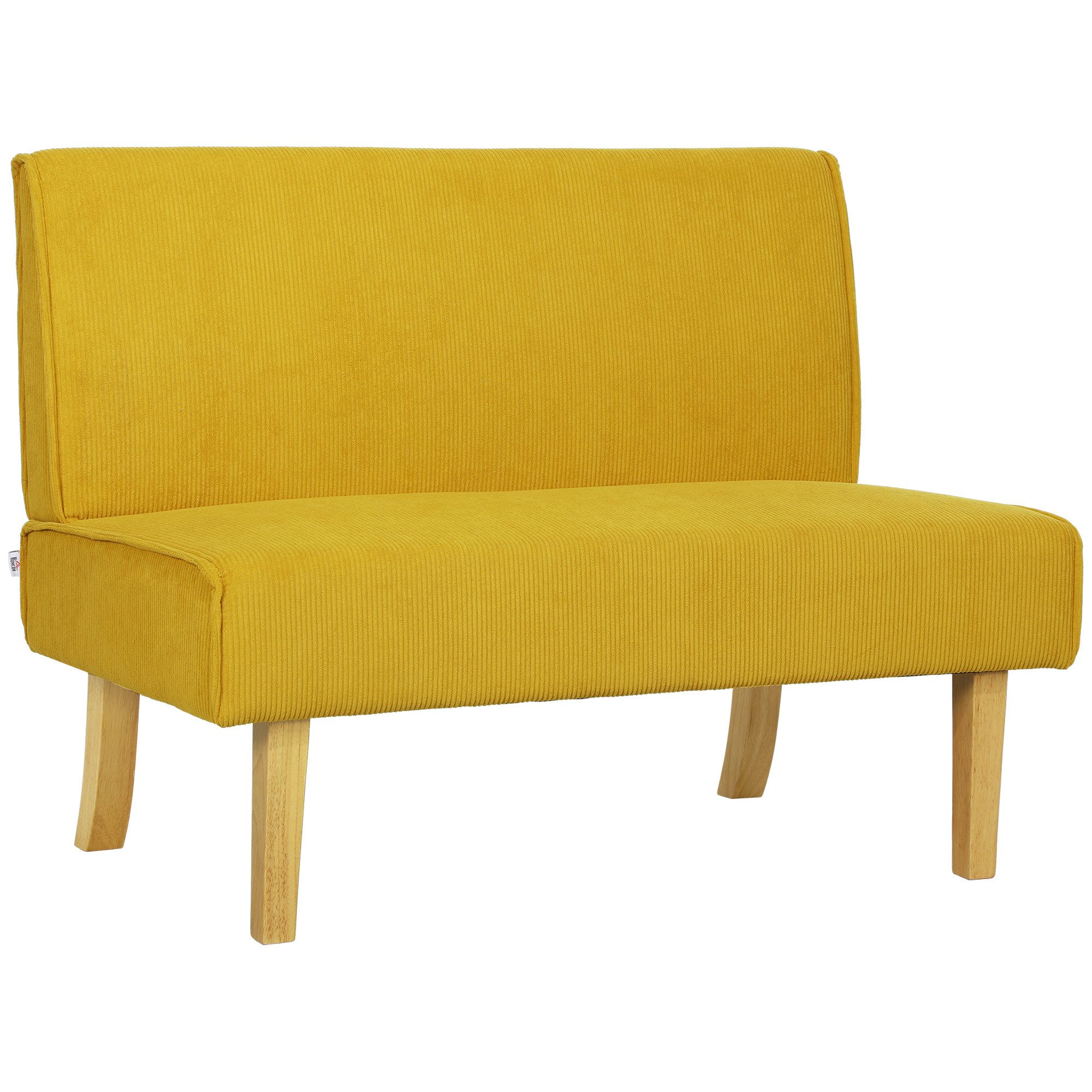 HOMCOM 2-Sitzer Couch mit Cord-Optik, Holzbeine, günstig online kaufen