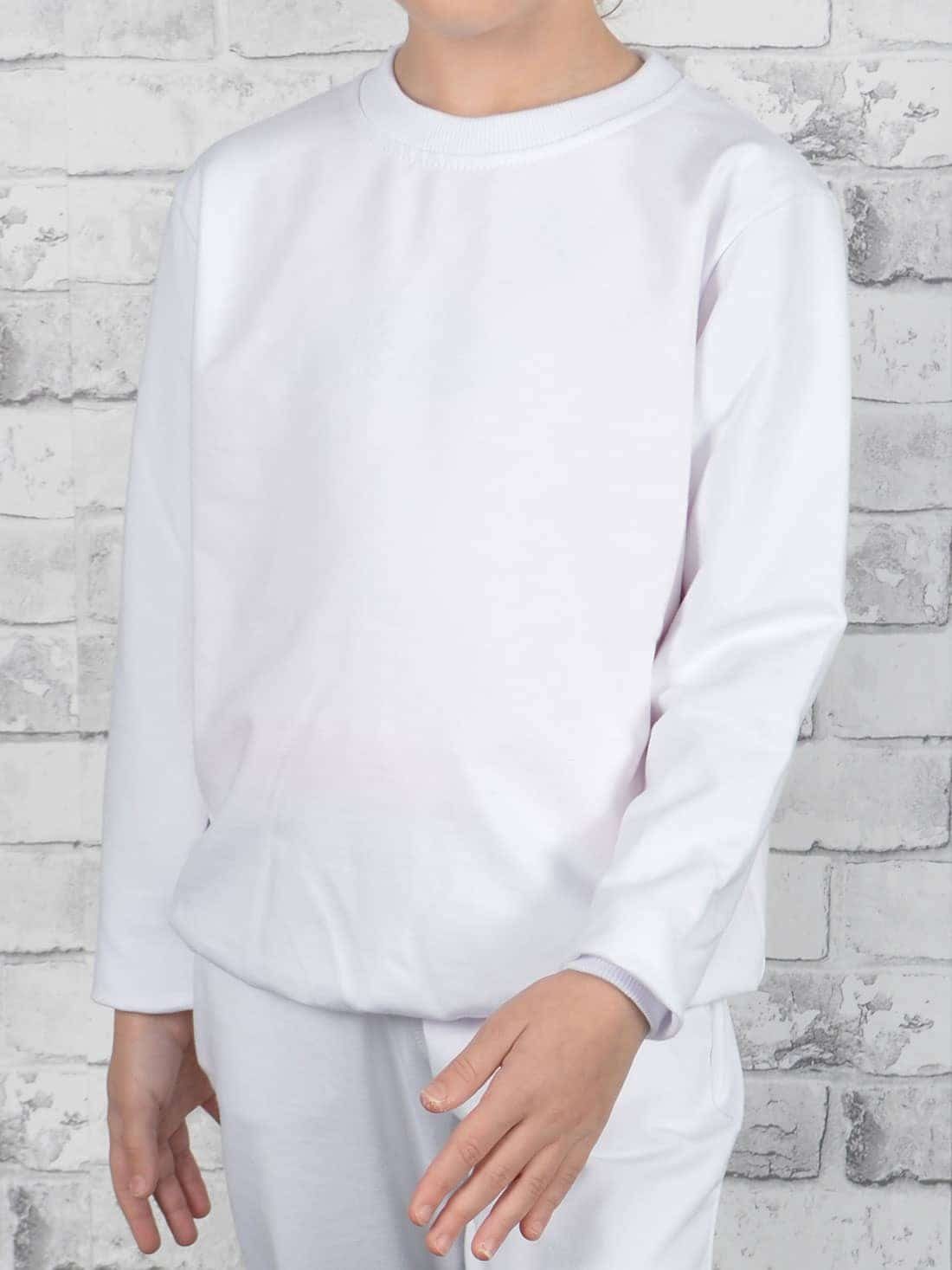 Sweatshirt KMISSO (1-tlg) elastischem mit in Weiß tollen Sweatshirt Farben Mädchen Bund