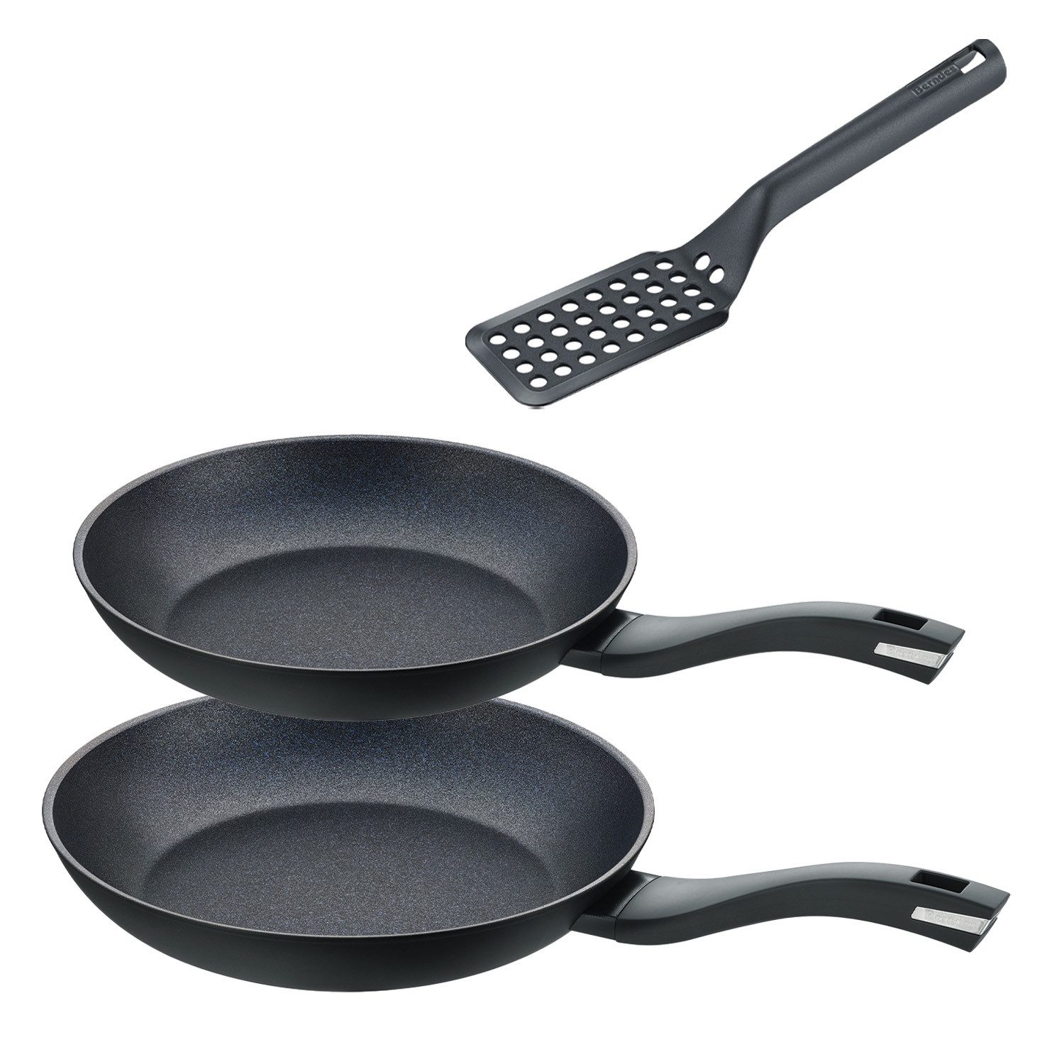Berndes Pfannen-Set 24+28 cm, Aluminium, inkl. Pfannenwender - Balance® Induction Enduro, Aluminium, schlaggeschmiedet (3-teilig)