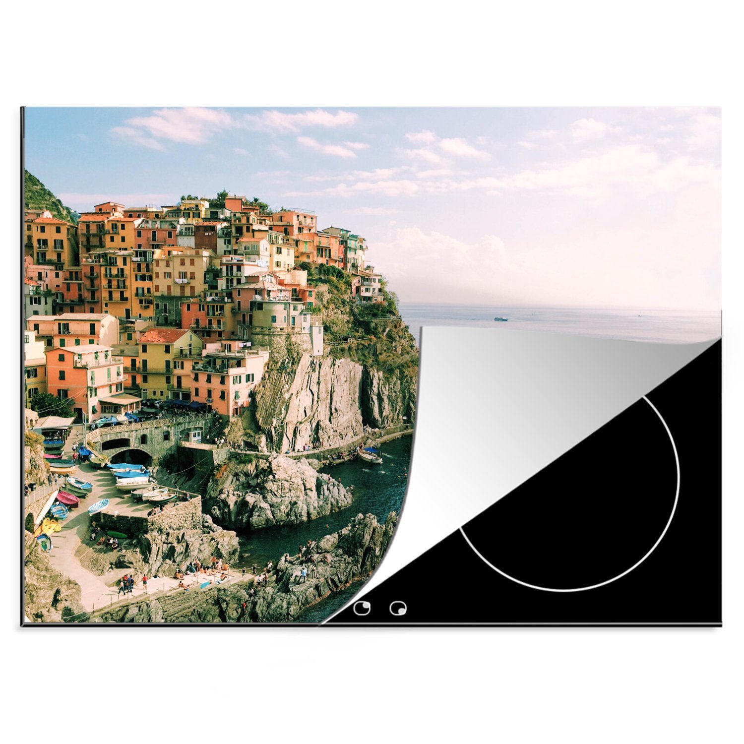 MuchoWow Herdblende-/Abdeckplatte Italien - Meer - Cinque Terre, Vinyl, (1 tlg), 70x52 cm, Mobile Arbeitsfläche nutzbar, Ceranfeldabdeckung