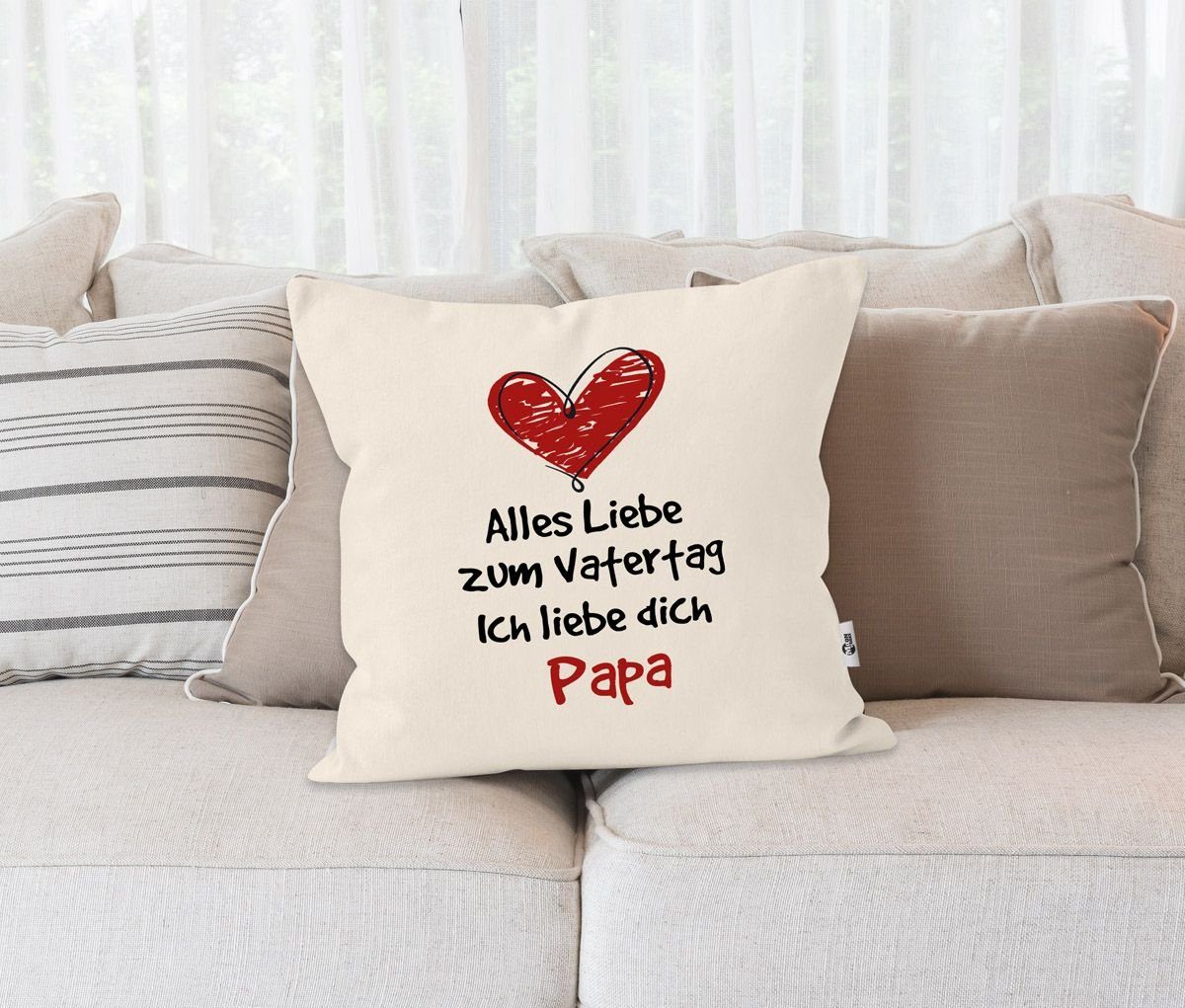 MoonWorks Dekokissen Kissen-Bezug Spruch Alles Papa zum MoonWorks® Liebe Geschenk natur Deko-Kissen Vatertagsgeschenk Vatertag