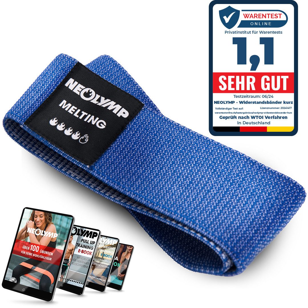 NEOLYMP Trainingsband Minibänder einzeln MB310 Stufe 4, 12 – 15 kg, Blau, Naturfasern, komfortabel, mit E-Book, langlebig, hygienisch, waschbar