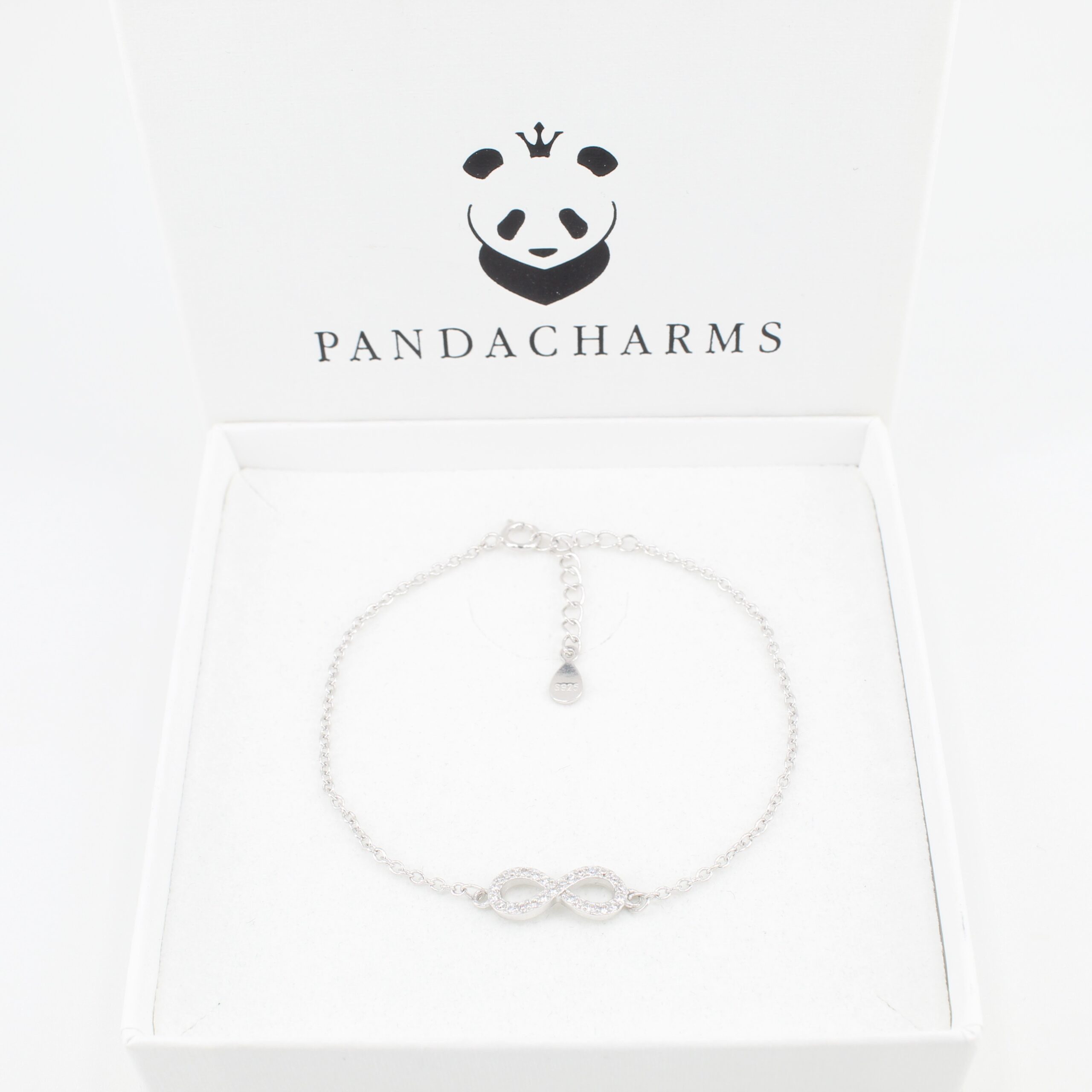 PANDACHARMS Silberarmband Unendlichkeit / Infinity, 925 Silber, Zirkonia, Länge variabel 16-19cm