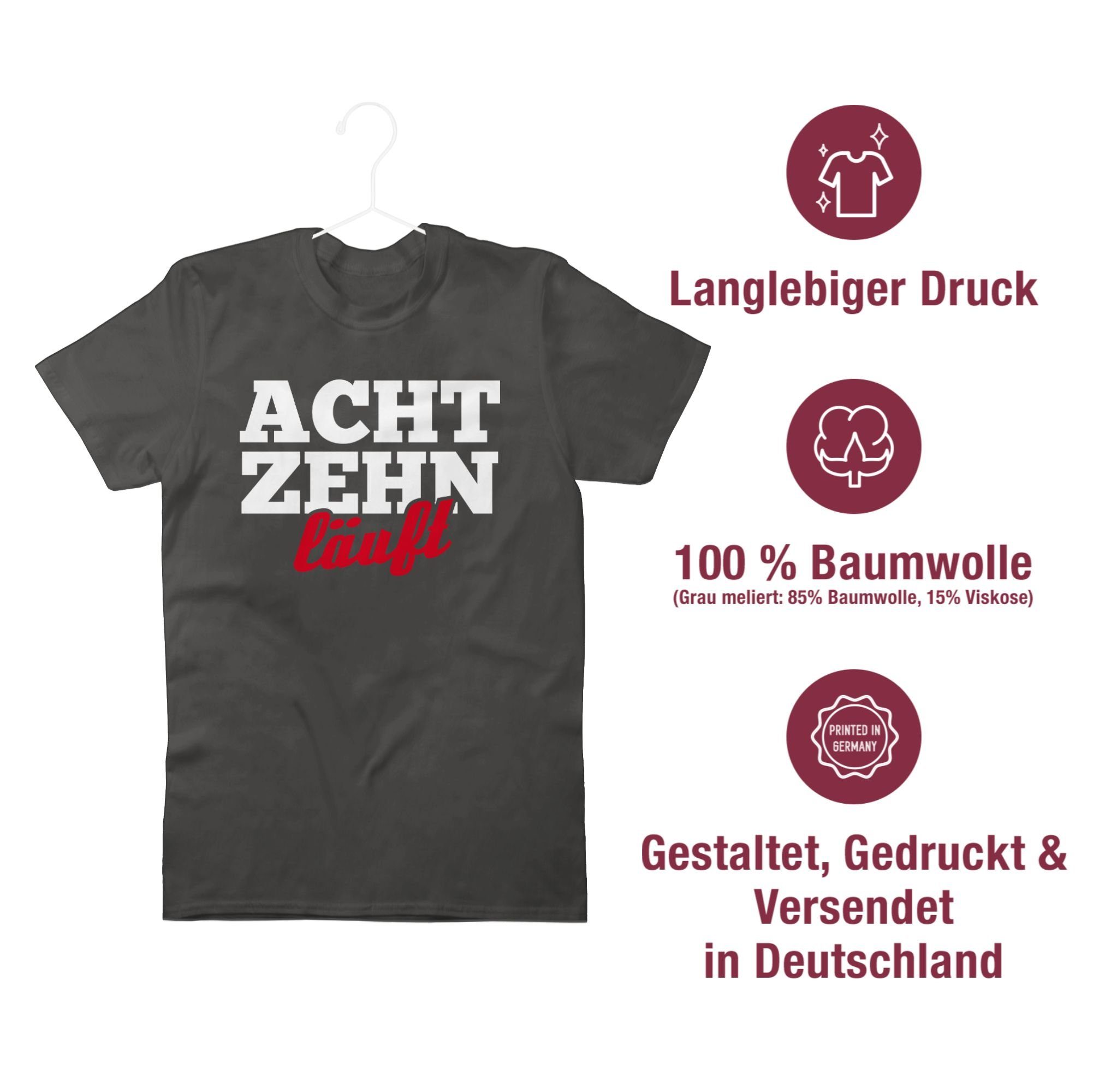 Shirtracer T-Shirt Achtzehn Läuft Geburtstag 3 18. Dunkelgrau