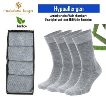 NoblesBox Socken Damen und Herrensocken (Box, 4-Paar) Arbeitssocken, Bambussocken