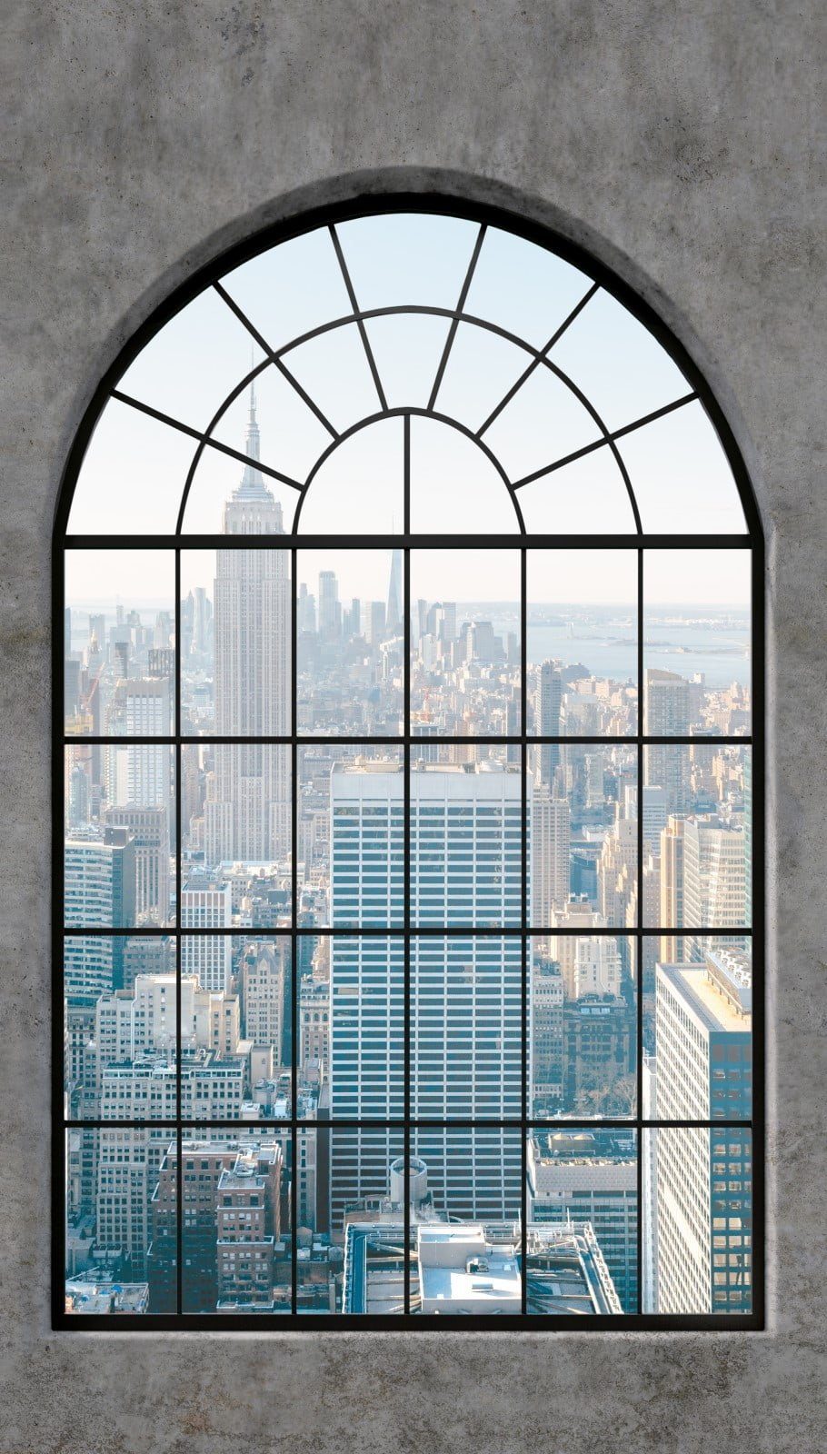 Grandeco Tapete Fototapete Industrial Fenster Skyline günstig online kaufen