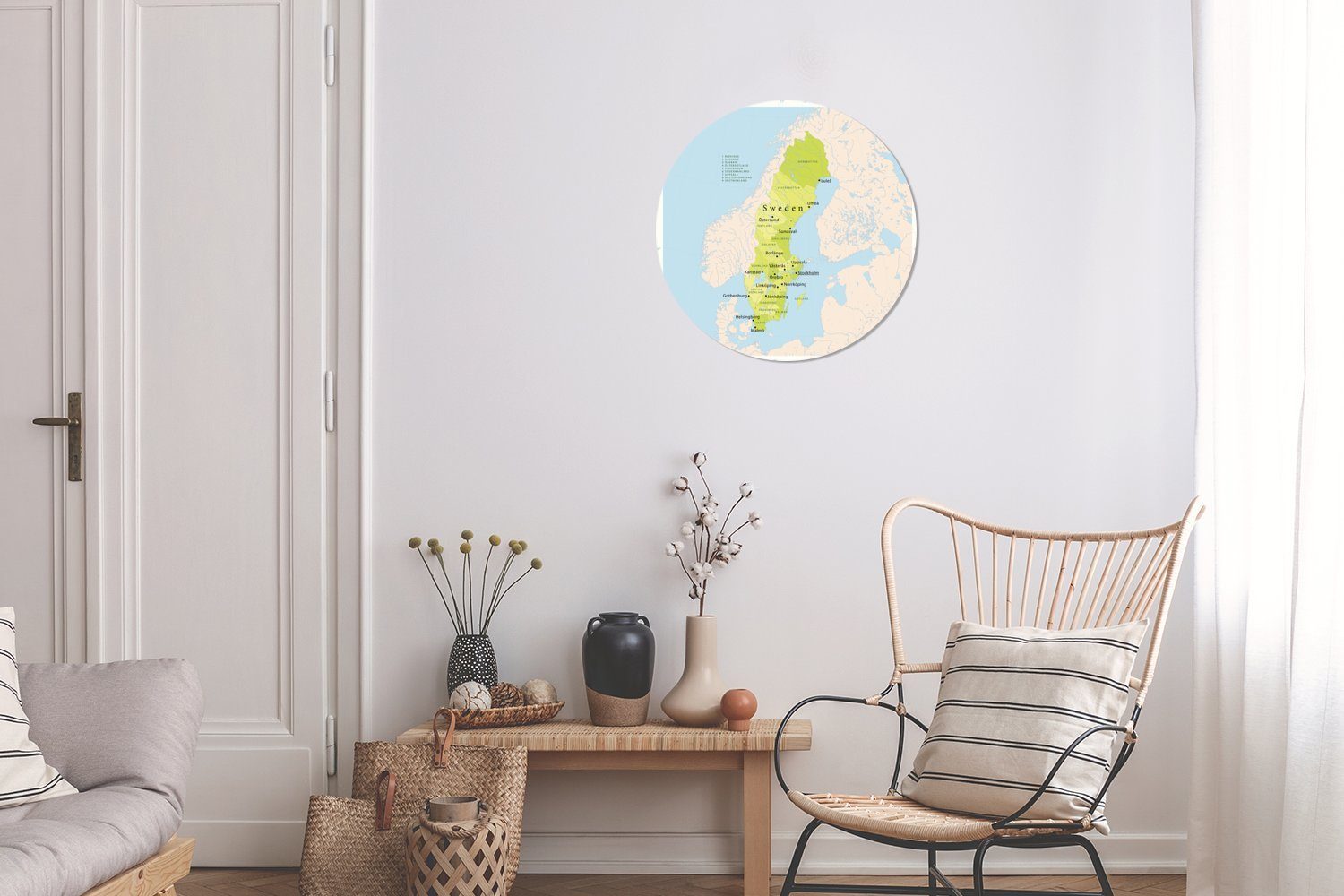 MuchoWow Wandsticker Illustration mit für Wohnzimmer Tapetenkreis (1 in Karte St), Kinderzimmer, einer Schweden grün Rund, Tapetenaufkleber