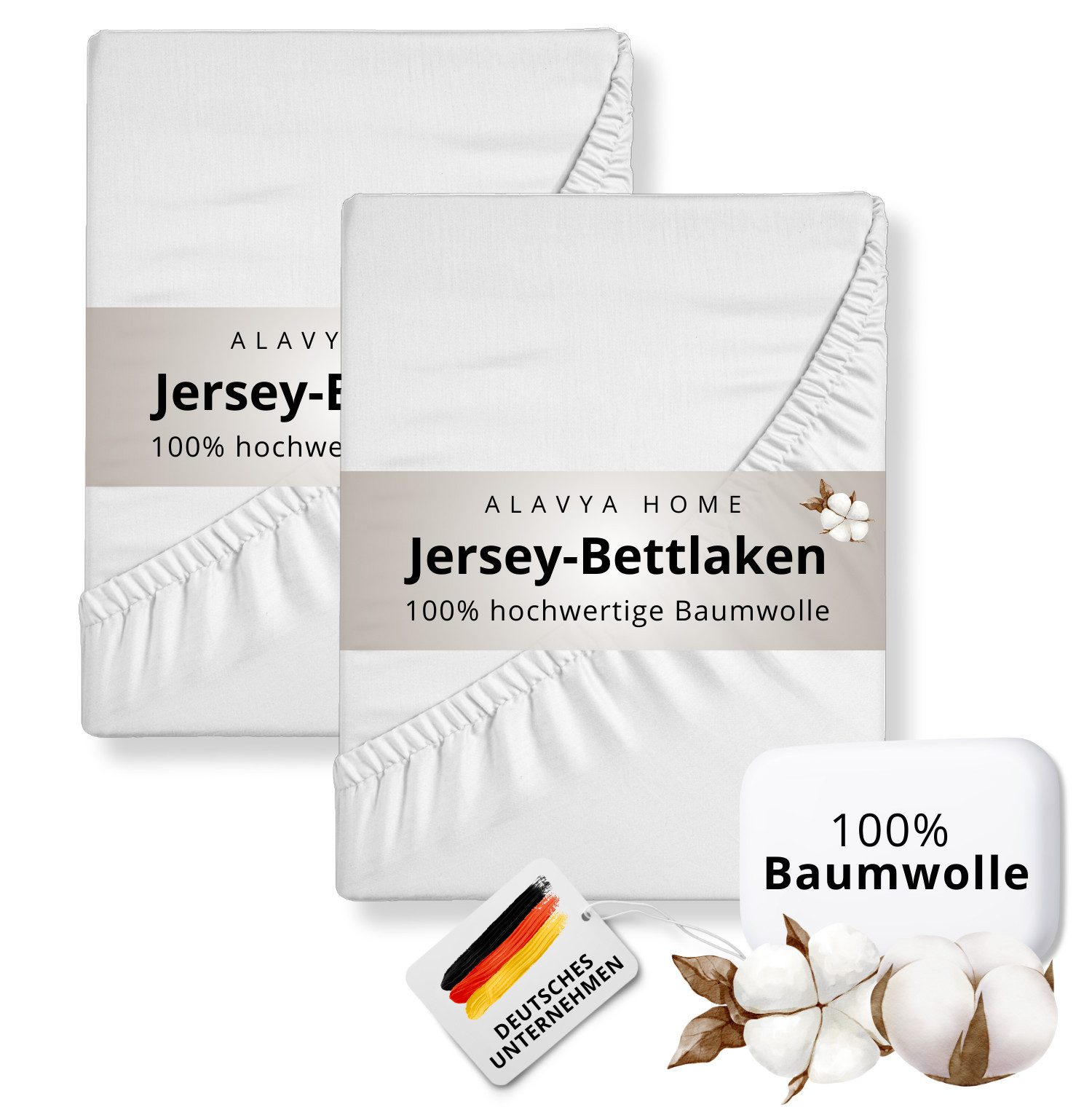 Spannbettlaken Premium Jersey-Bettlaken mit Rundumgummizug