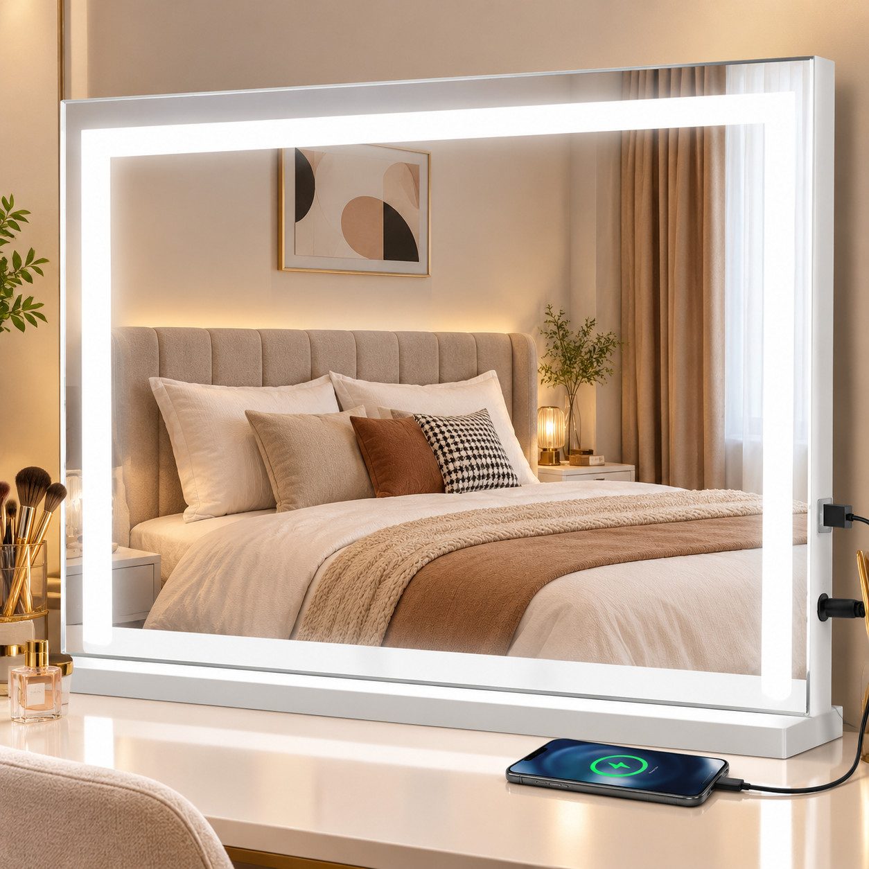 Ledklang Schminkspiegel Licht,58/70/80cm,LED Beleuchtung 3 Farbtemperaturen,Touch-Steuerung (1-St), Hollywood USB-Stromversorgung,dimmbarer …