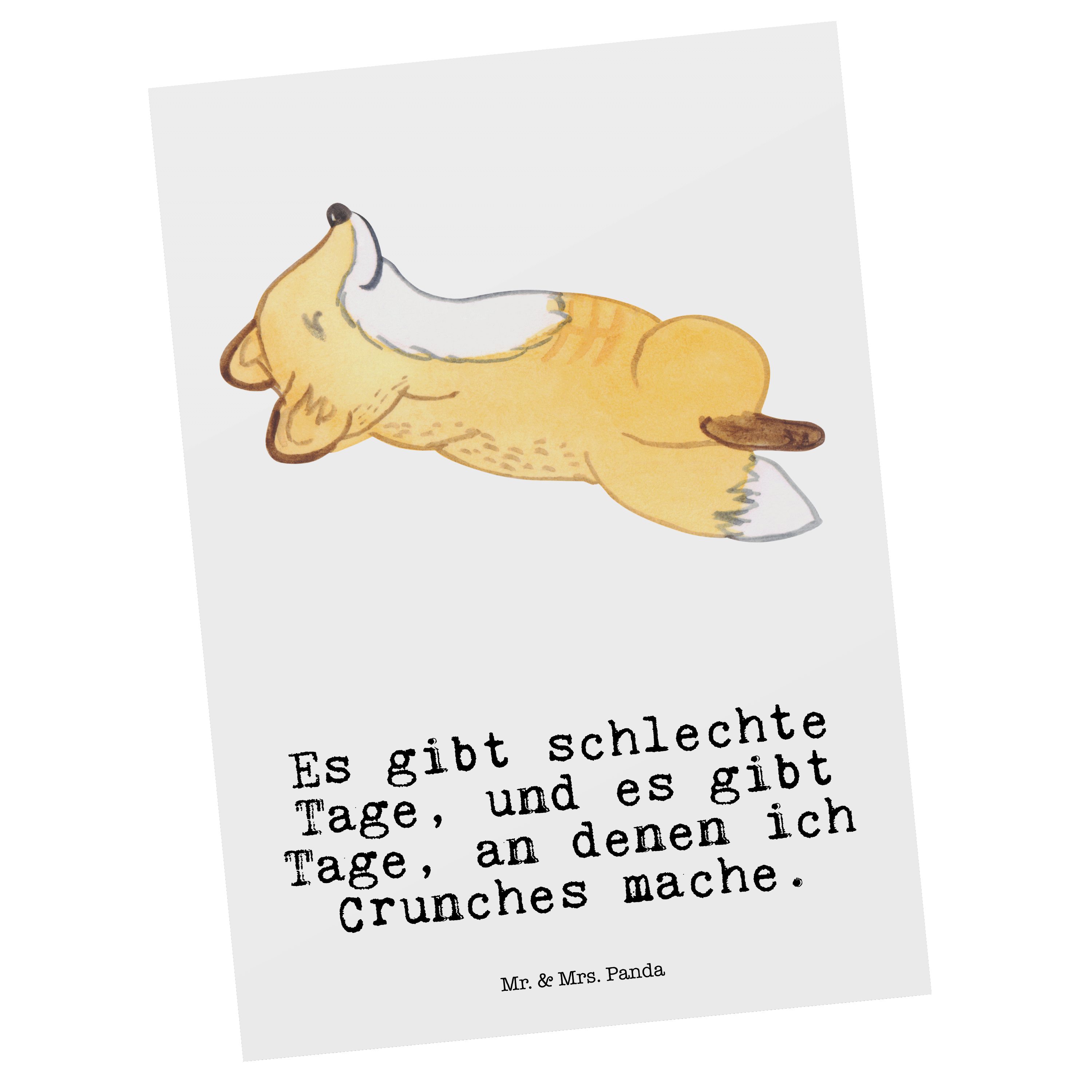 Mr. & Mrs. Panda Postkarte Fuchs Crunches Tage - Weiß - Geschenk, Hobby, Schenken, Geschenkkarte