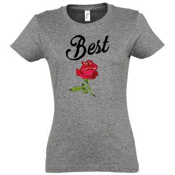 Couples Shop T-Shirt Best Friends BFF Rose Damen T-Shirt Freunde Set mit trendigem Frontprint