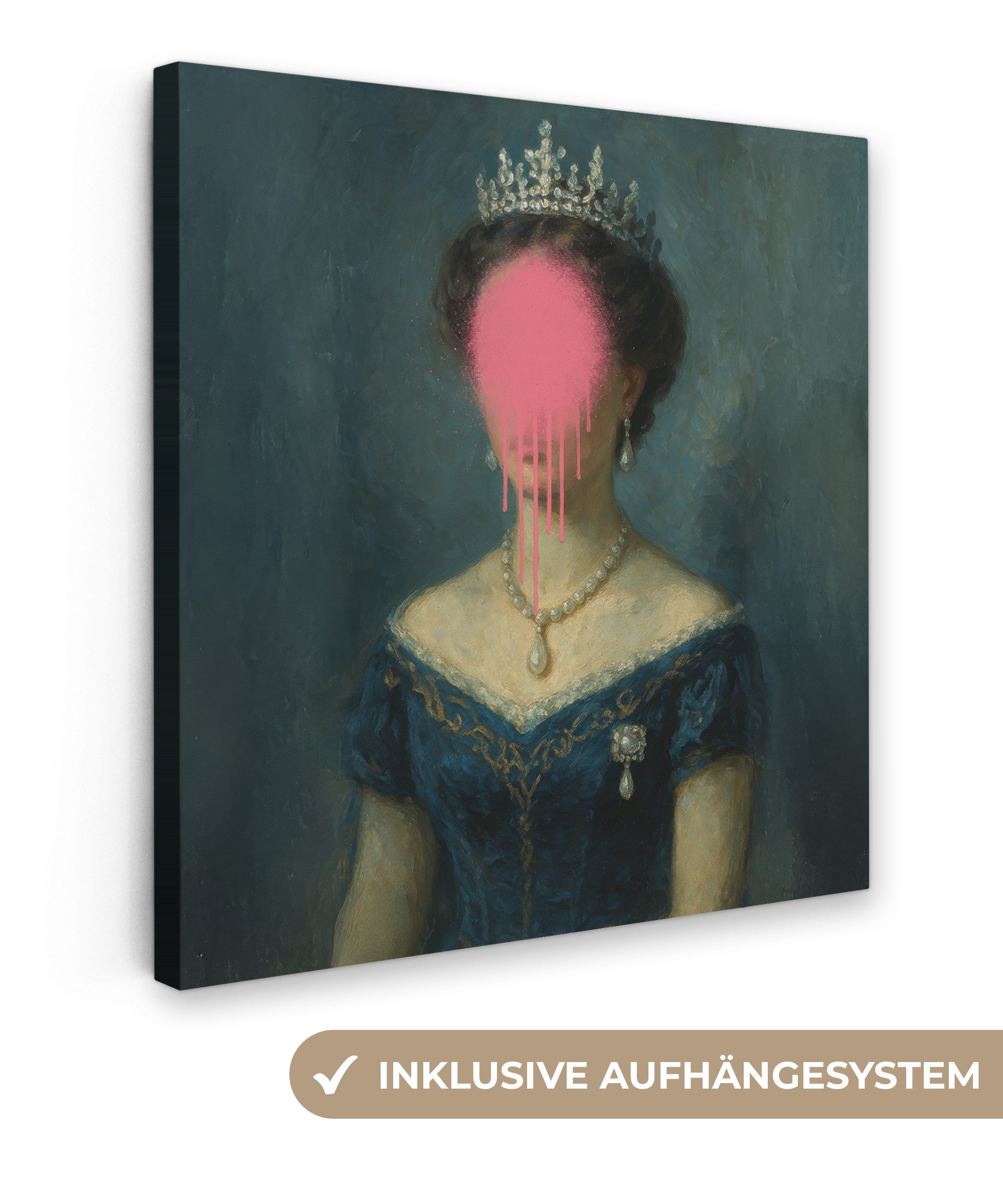 OneMillionCanvasses® Leinwandbild Krone - Rosa tropfende günstig online kaufen