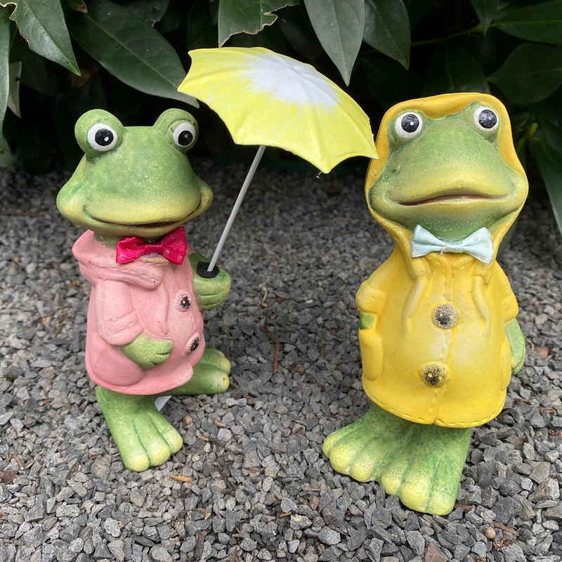 Aspinaworld Gartenfigur Frosch Figur mit Regenschirm 2er Set 17 cm