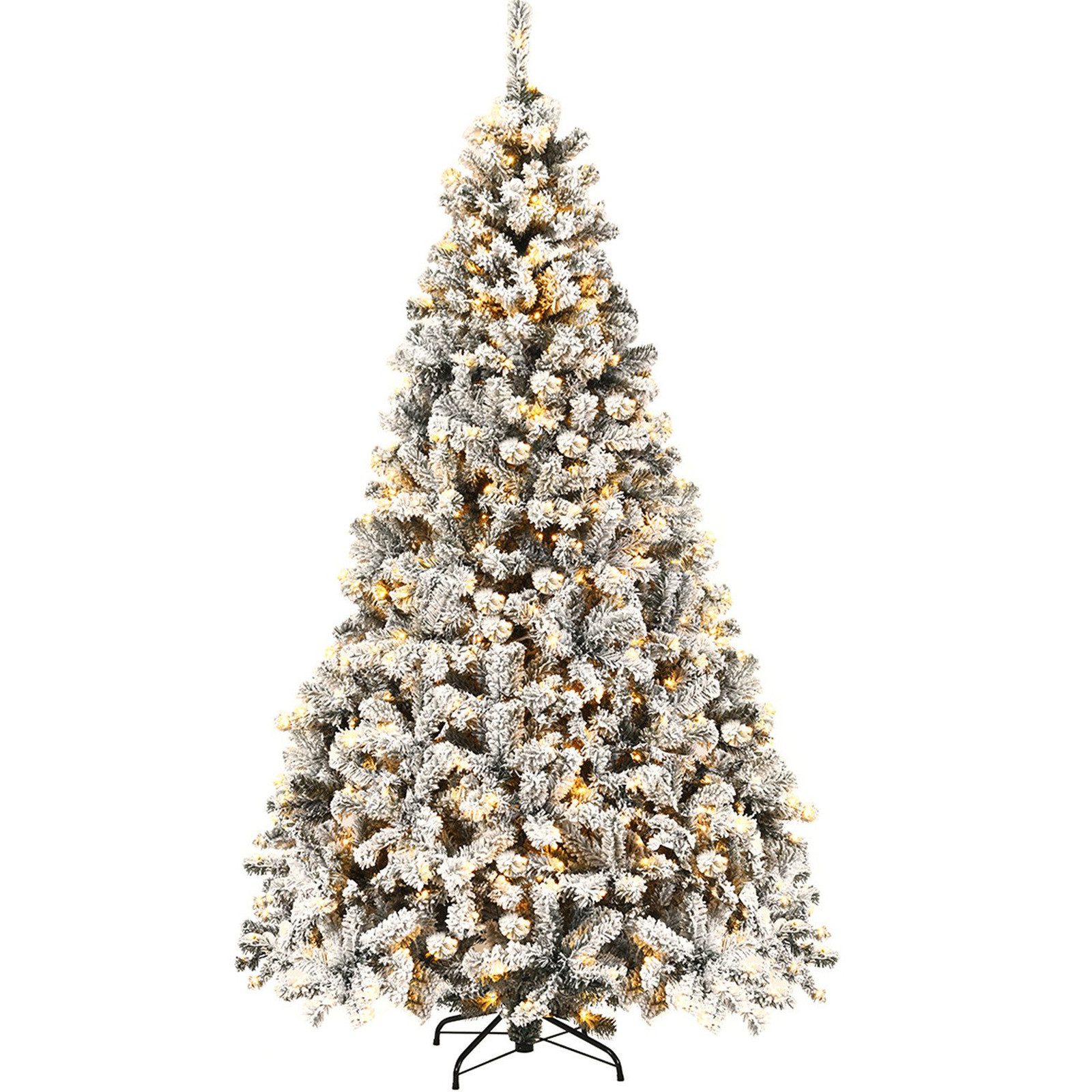 COSTWAY Künstlicher Weihnachtsbaum mit Schnee, 180cm, 600 Spitzen, 250 LED