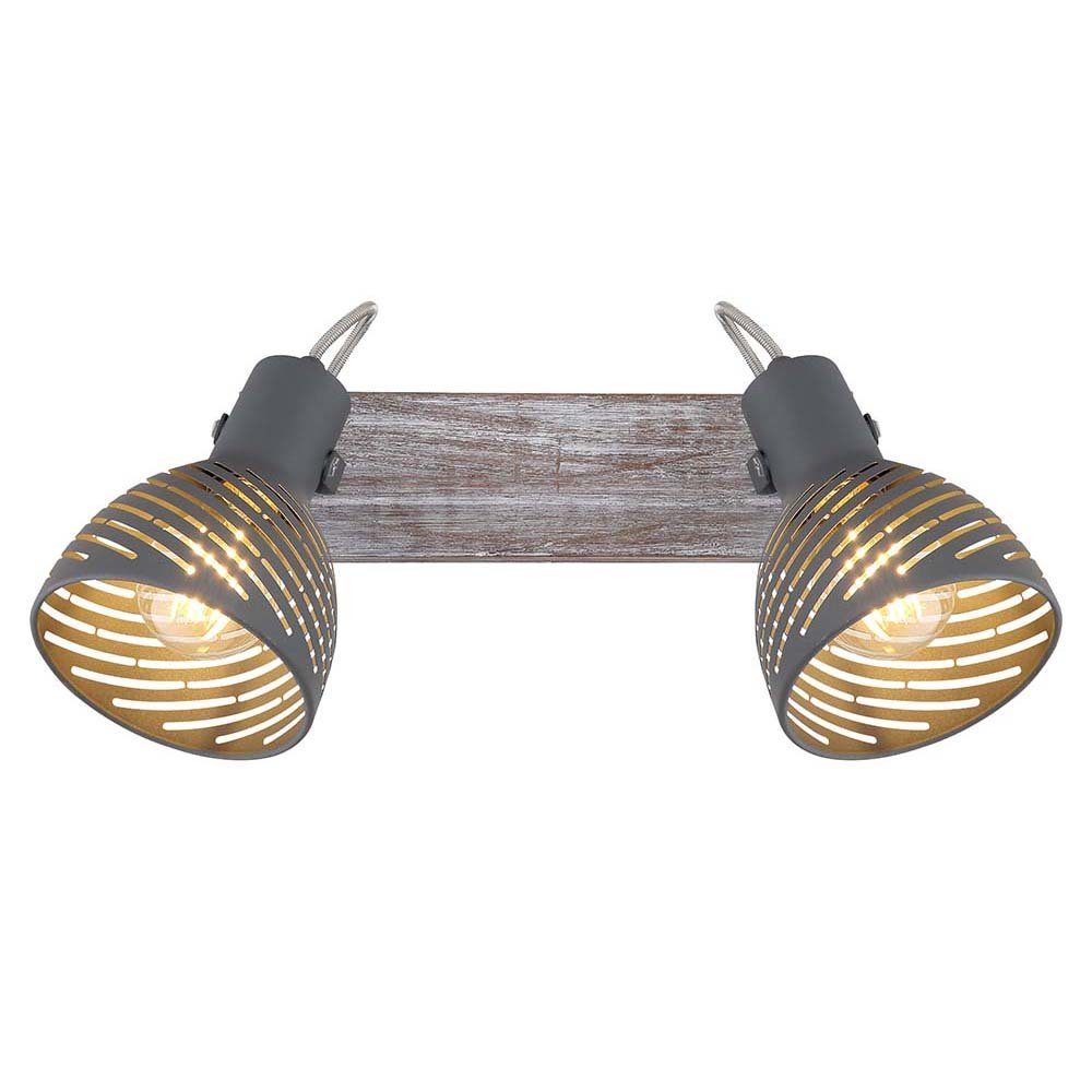 Wandlampe grau L Holzlampe Deckenspot, Gitter Wandleuchte Spotleuchte inklusive, nicht verstellbar Leuchtmittel etc-shop LED