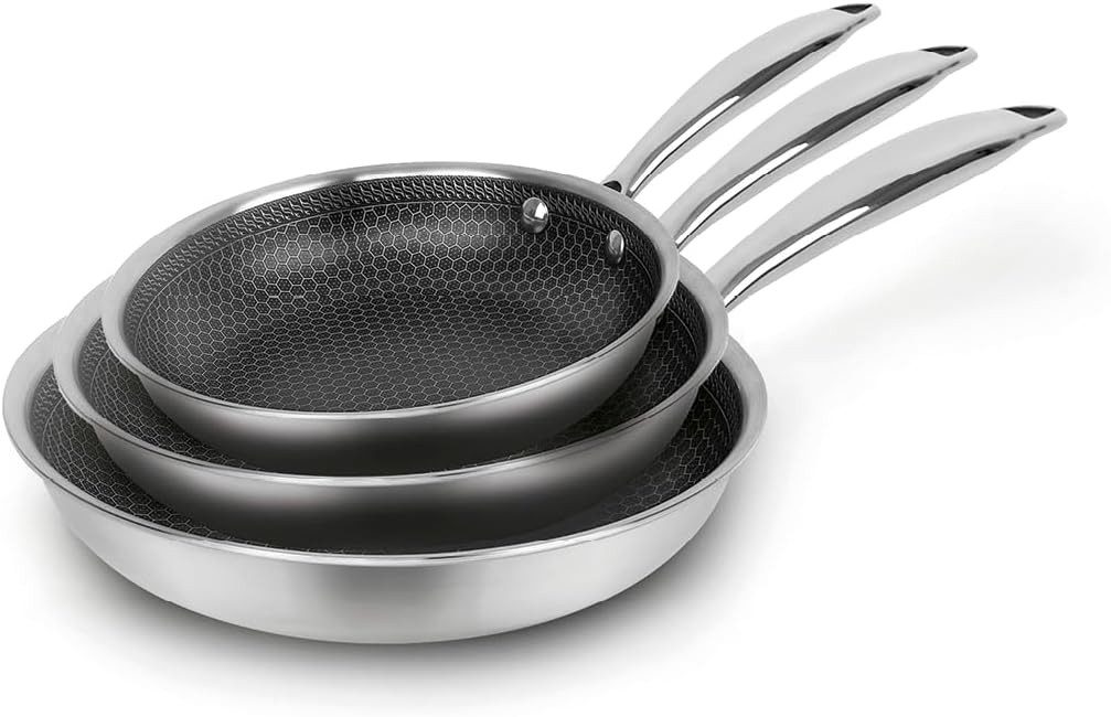 QDesign by Sauter Pfannen-Set mit Wabenstrukturschicht, Edelstahl 18/10 (3-tlg)
