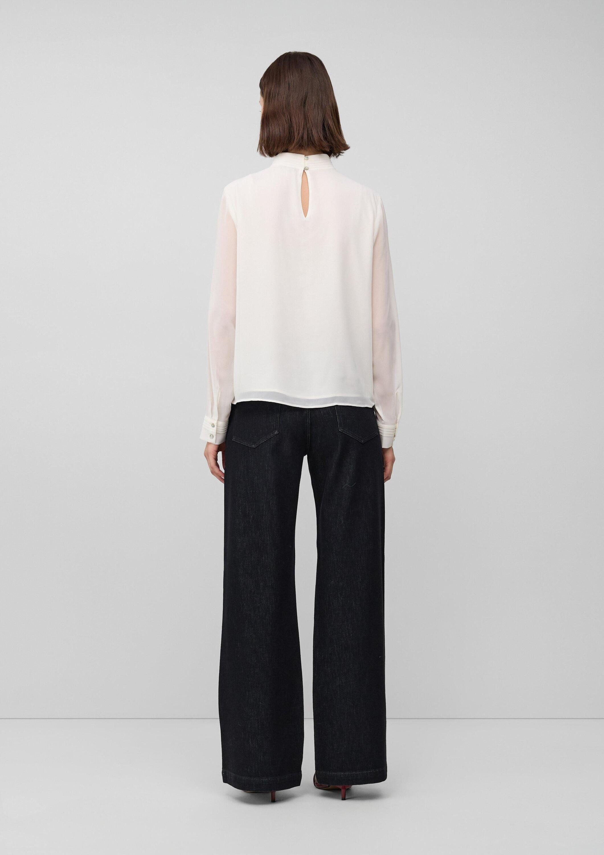 s.Oliver Langarmbluse Bluse Chiffon-Bluse mit Futter und Falten-Detail am Kragen