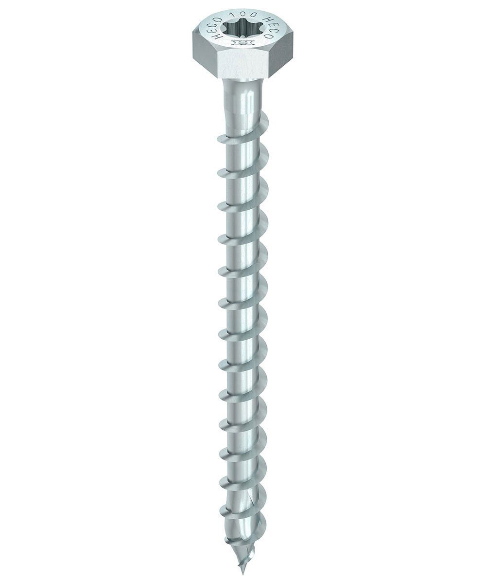 HECO Schrauben Spanplattenschraube TOPIX-plus, (Stahl weiß verzinkt, 50 St., Kombisechskantkopf), 8x100 mm